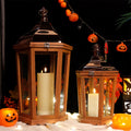 17''&24'' H Wood Metal Hexagon Candle Holder Decorative Hanging Lanterns(Set of 2)