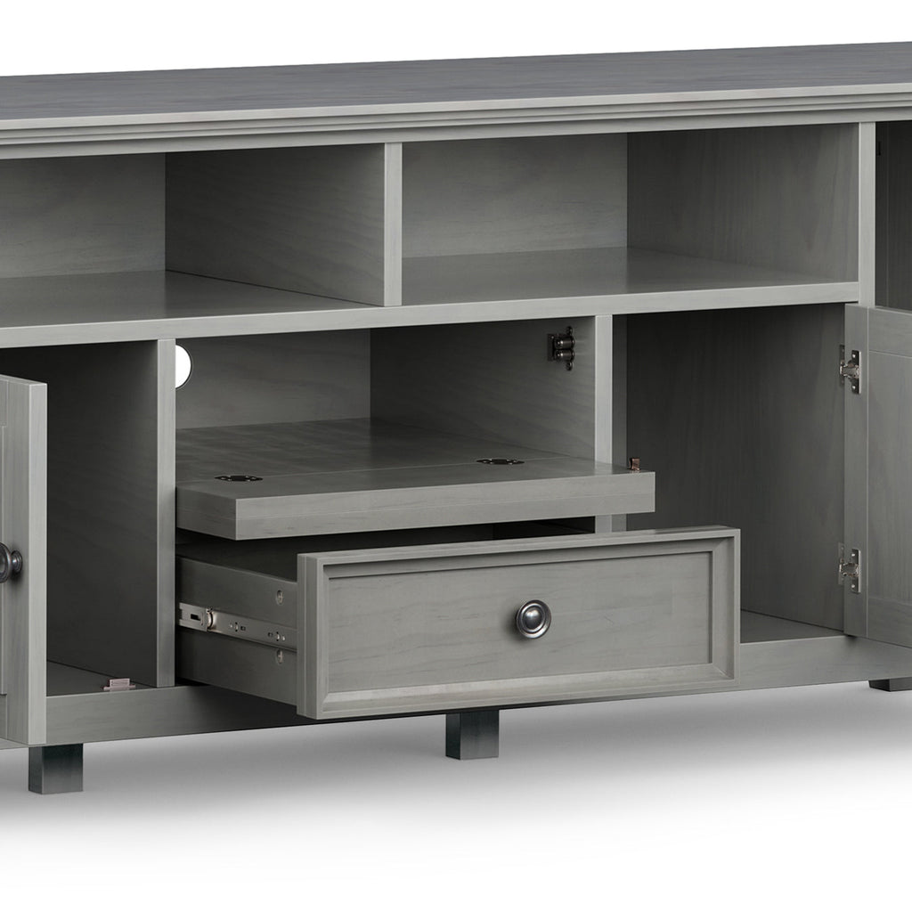 Amherst 72 inch Solid Wood TV Media Stand in Fog Grey