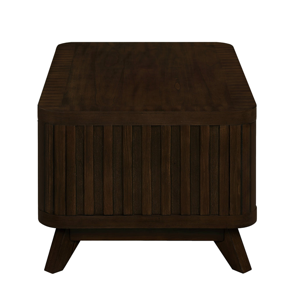 Rectangular Wood Coffee Table for Living Room, 41.5-Inch Coffee Table with Solid Wood Legs, Wood Center Table Tea Table with Open Storage Shelf. Easy Assembly,  Espresso