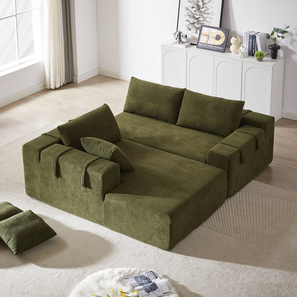 Modern Chenille Upholstered Sectional Sofa Couch Set,Modular 108' L Shaped Sectional Living Room Sofa Set With 6 Pillows,Free Combination Sofa Couch for Living Room,Bedroom(Left Chaise)