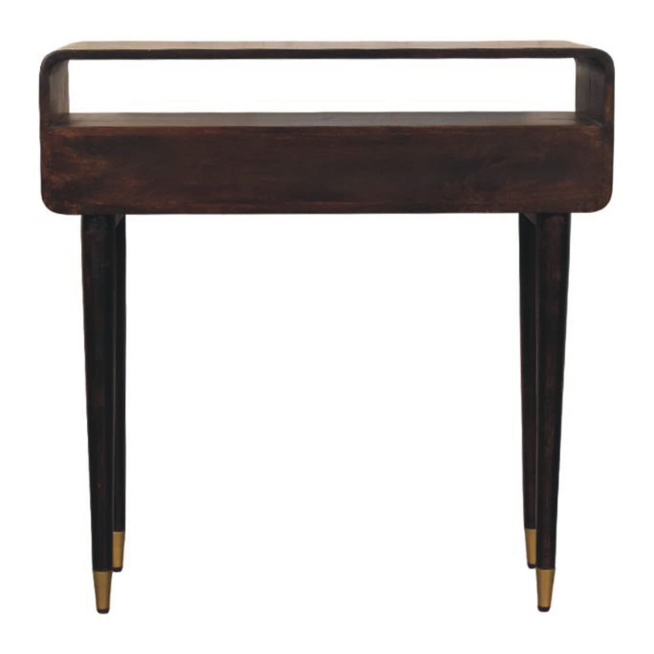Solid Wood Apollo Loop Console Desk,Brown with 2-Drawers,1-shelf