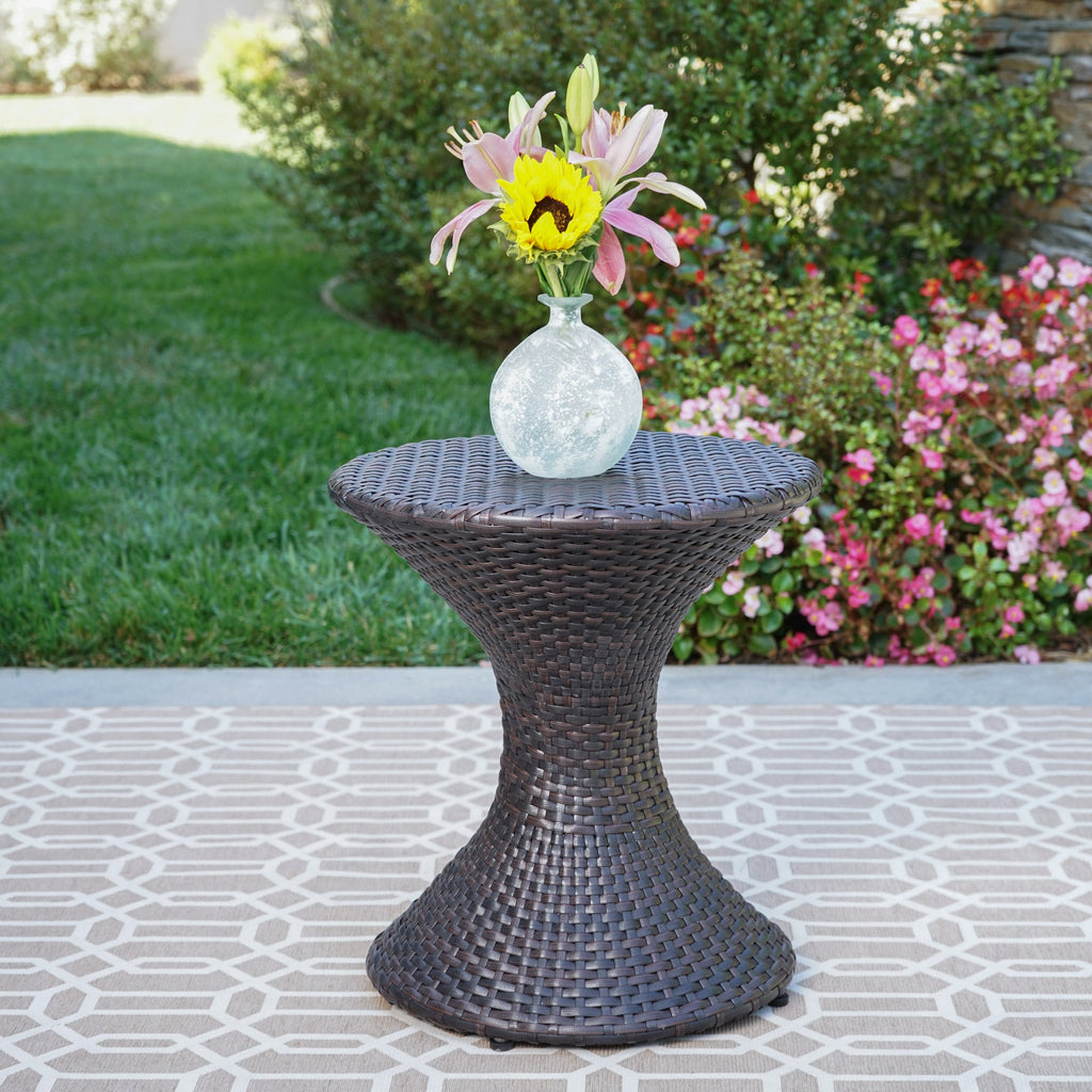 Highest-quality Wicker Hourglass-shaped Side Table, Brown Multi