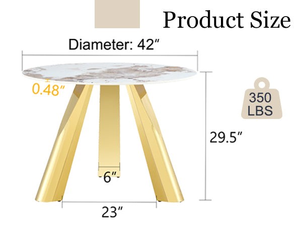 42' Luxury Sintered Stone Table: 0.45' Durable Top + 6' Steel Legs, 350lb Capacity, Stain/Heat-Resistant White/Gray Veined Surface - Modern Minimalist Design