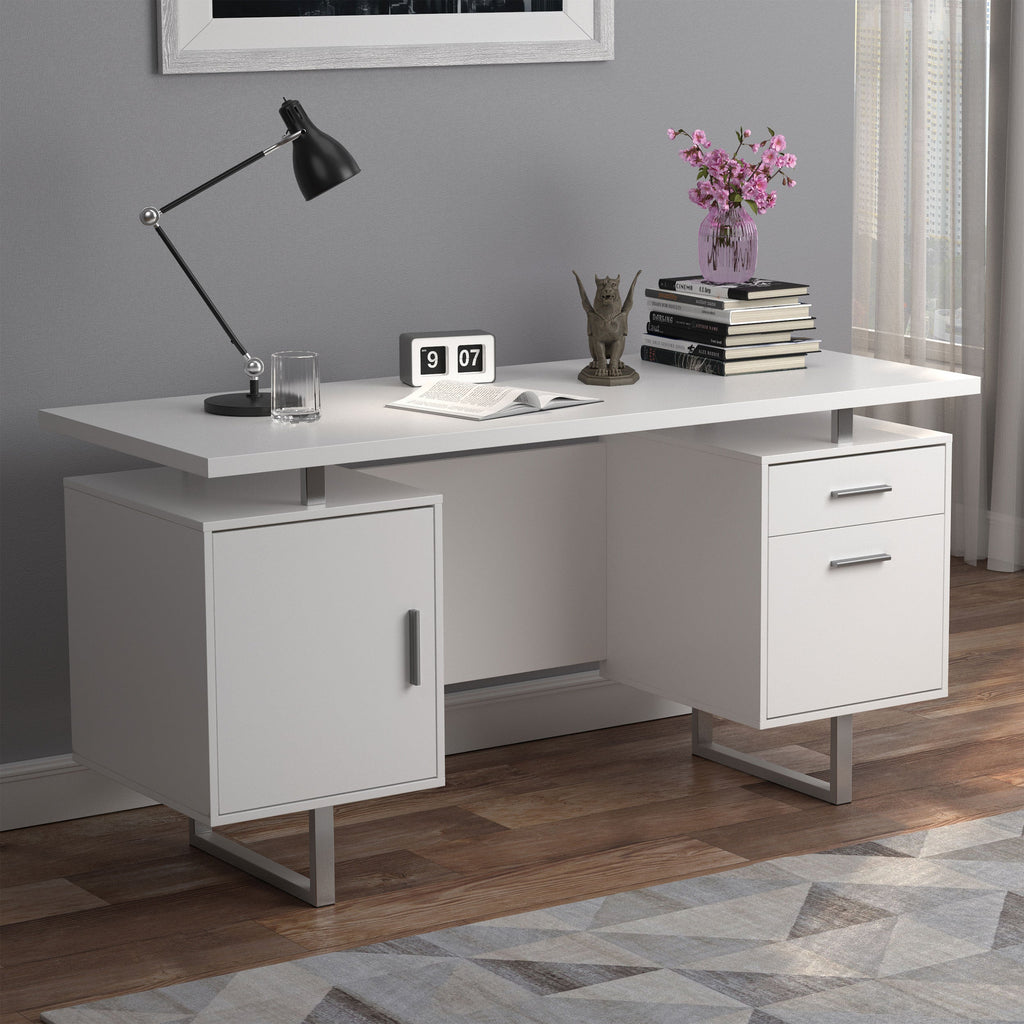 Jensen White High Gloss 2-Drawer Computer Desk