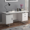 Jensen White High Gloss 2-Drawer Computer Desk
