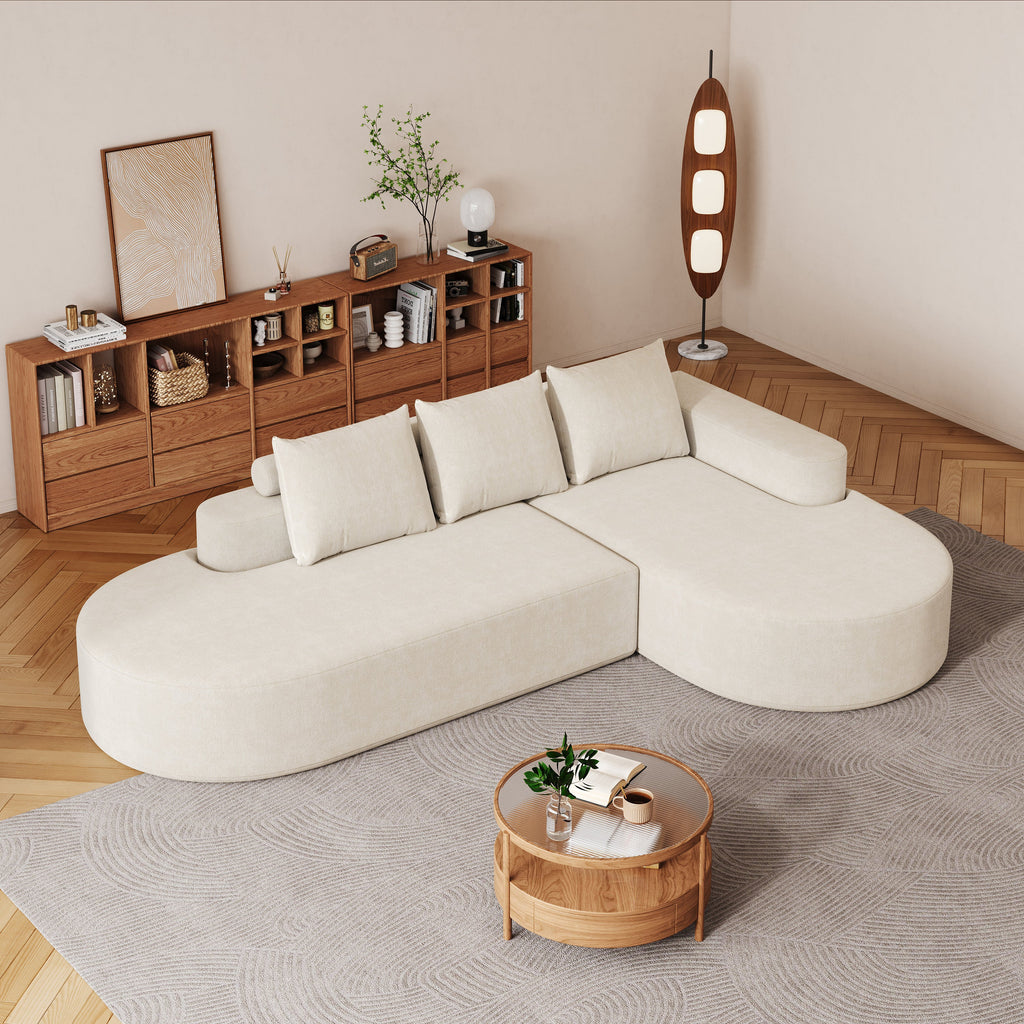 Modern Curved sofa ,Chenille Upholstered Sectional Sofa Couch Set,Modular 108.5' L Shaped Sectional Living Room Sofa Set With 3 Pillows,Free Combination Sofa Couch for Living Room,Bedroom