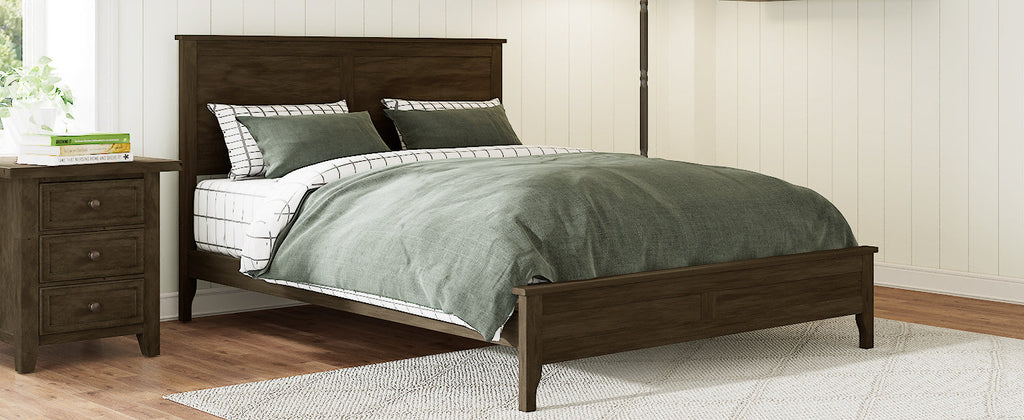 Modern Espresso Solid Wood Full Size Platform Bed with Sturdy Wooden Slats Support