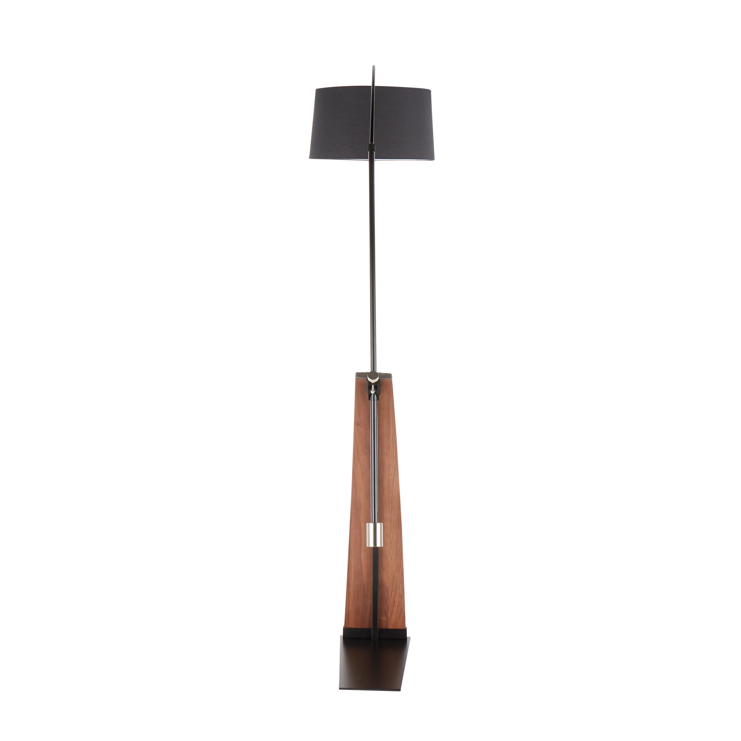 Robyn Mid-Century Modern Floor Lamp in Walnut Wood and Black Linen Shade by LumiSource
