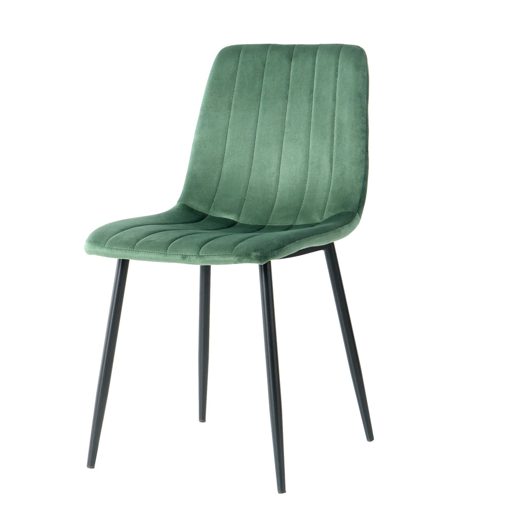 Indoor green velvet dining chair, modern kitchen dining chair with backrest, Black painted chair legs, Family Kitchen Dining Room and living room (set of 2)