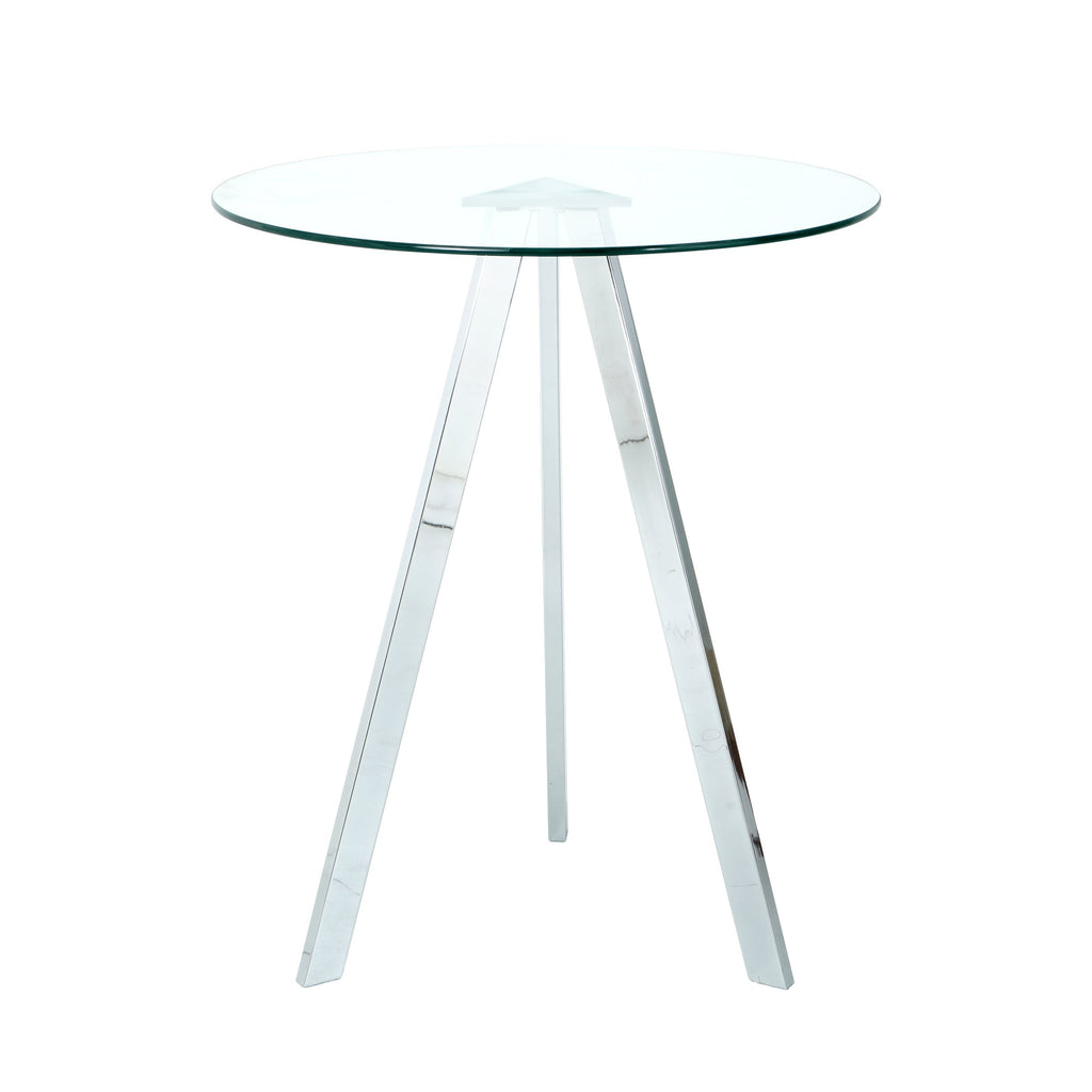 Modern Kitchen Glass dining table ROUND Tempered Glass BAR Table top,Clear BAR Table Metal Legs,electroplated legs (set of 1)