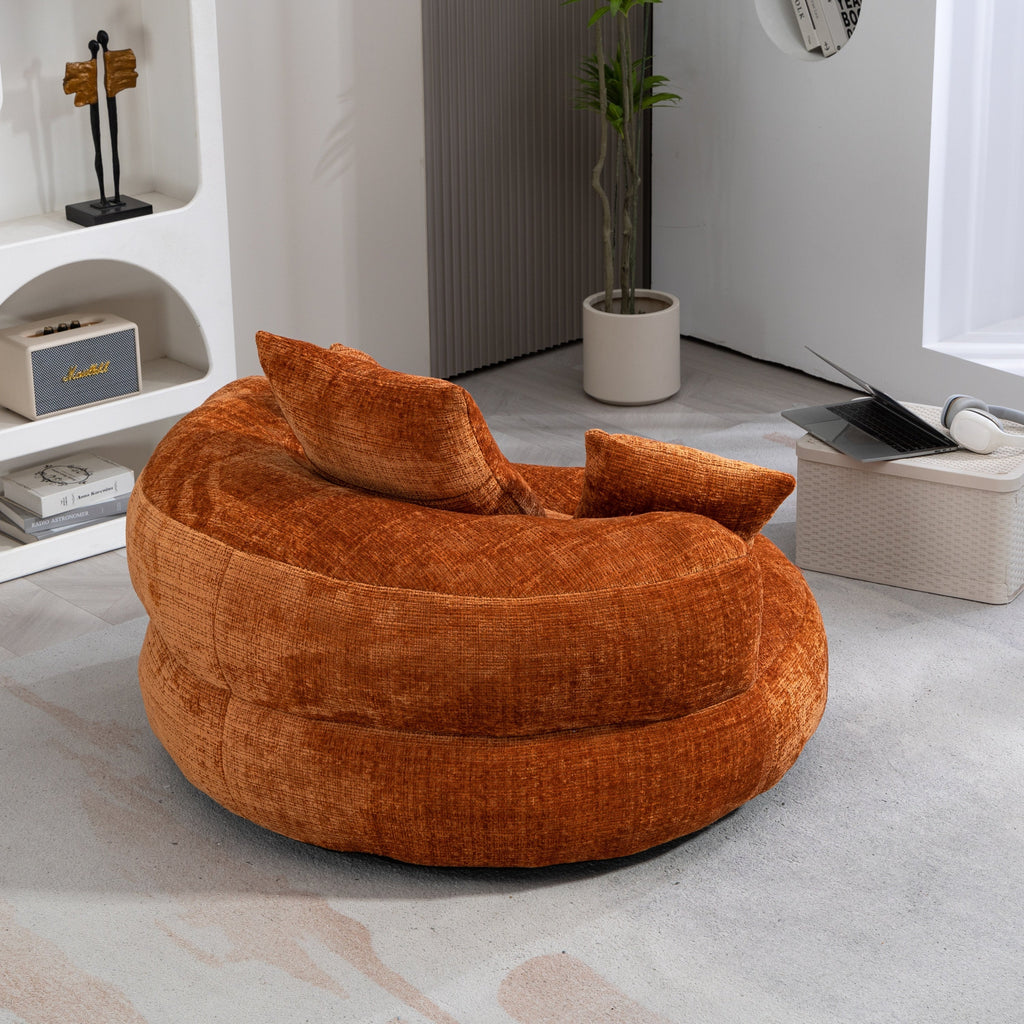 Lazy Sofa Durable Comfort Lounger High Back Bean Bag Chair for Adults and Kids, Indoor & Outdoor, Orange Chenille