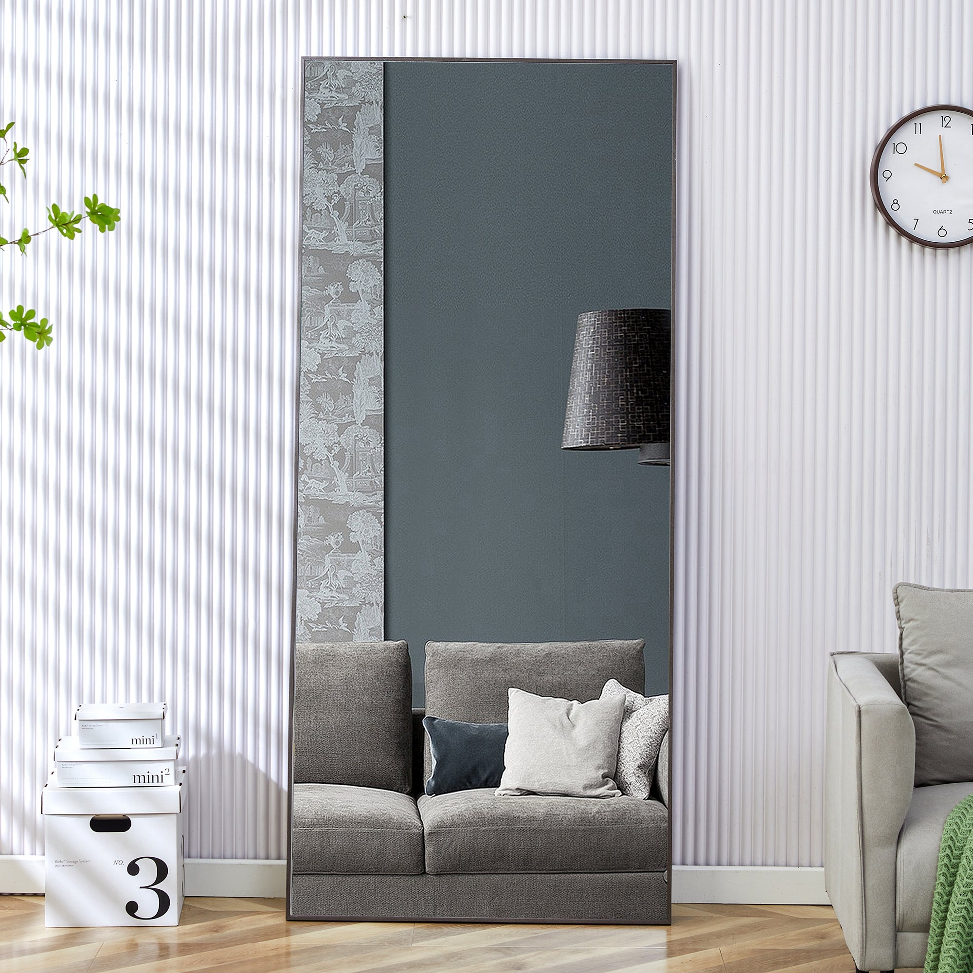Fourth generation solid wood frame long mirror, dressing mirror, bedroom foyer, decorative mirror, clothing store, floor to ceiling mirror, wall mounted. 71 "* 31.4"