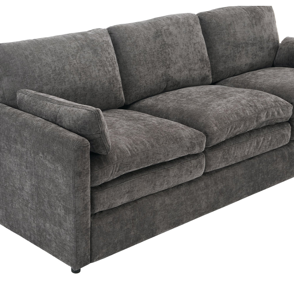 89'  Cozy Upholstered 3-seater Sofa Oversized Comfy Cloud Sofa Double Cushion 3-seater Sofa Plush Cushion Sofa Couch for Living Room, Grey