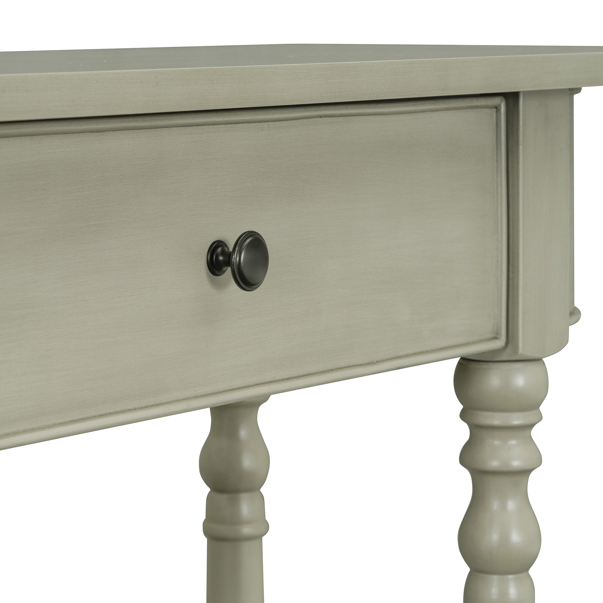 TREXM Narrow Console Table with Curved Corner, Retro Entryway Table with Top Drawer and Open Shelf, Sofa Table Console Tables for Entryway, Hallway and Living Room (Gray)