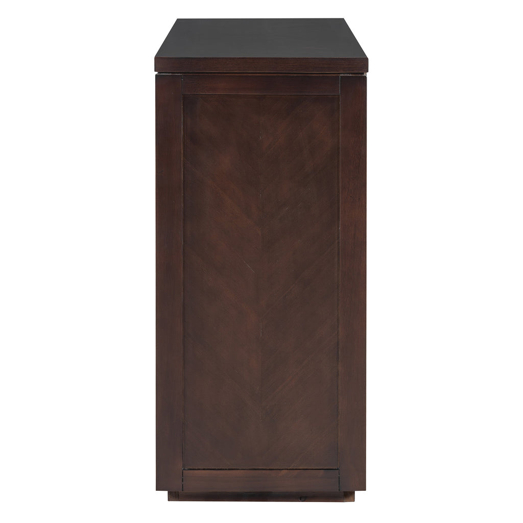 TREXM 55' Console Table, Rustic Wooden Entryway Table with Storage Drawers and Open Shelf, Elegant Sofa Table for Hallway and Living Room (Espresso)