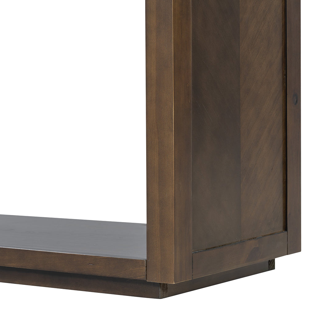 TREXM 55' Console Table, Rustic Wooden Entryway Table with Storage Drawers and Open Shelf, Elegant Sofa Table for Hallway and Living Room (Brown)