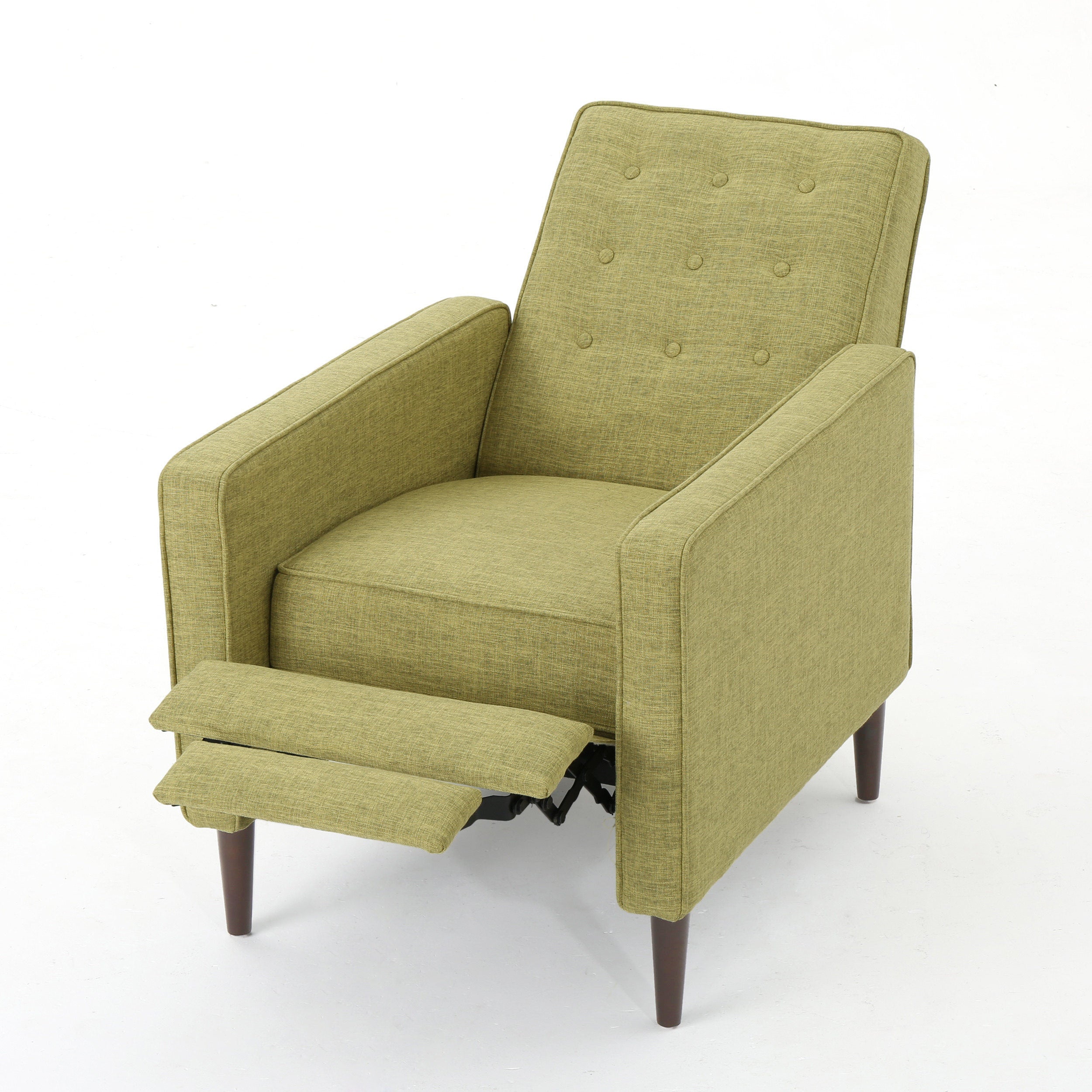 Macedonia Mid-Century Modern Button Tufted Fabric Recliner
