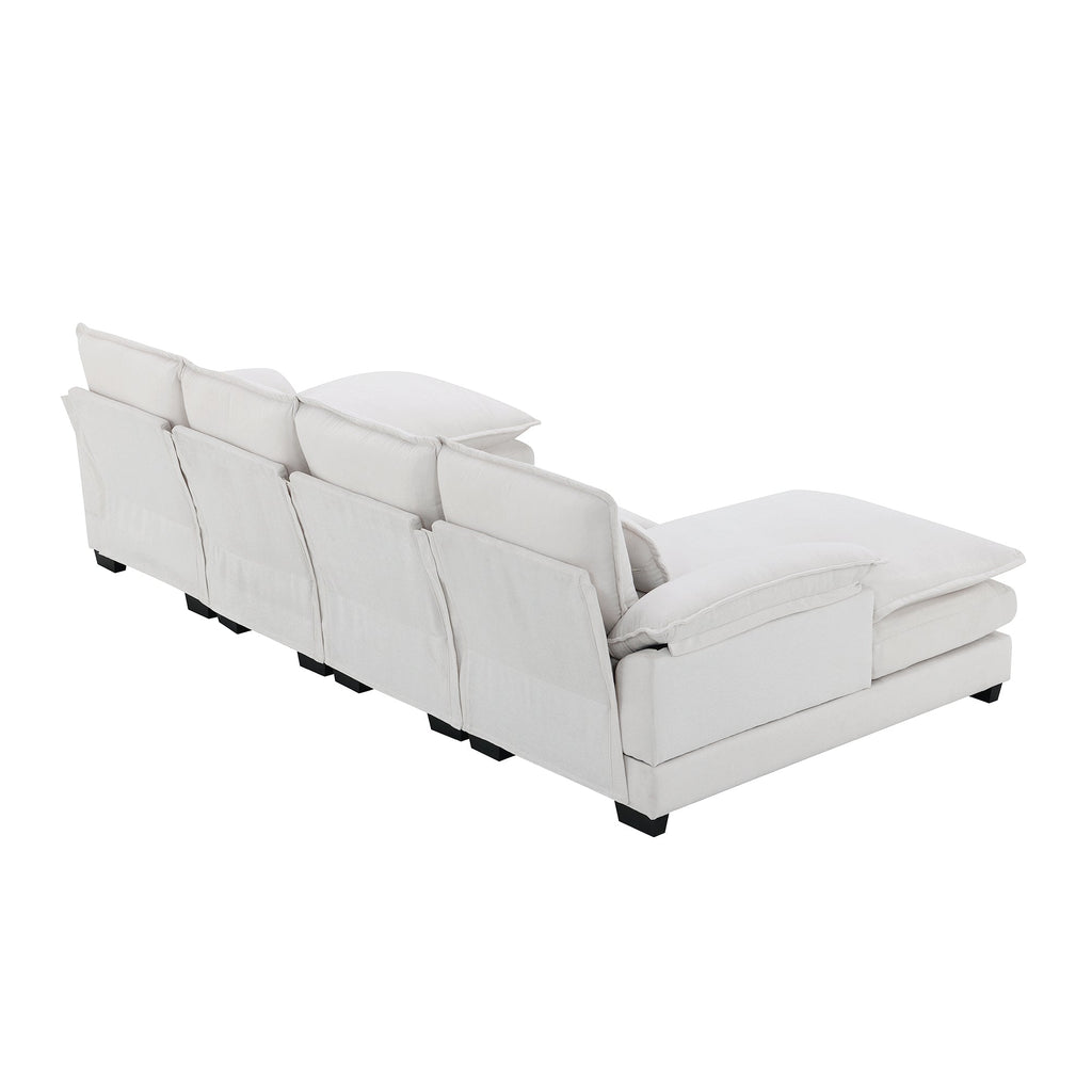 110*55' Modern U-shaped Sectional Sofa with Waist Pillows,6-seat Upholstered Symmetrical Sofa Furniture,Sleeper Sofa Couch with Chaise Lounge for Living Room,Apartment,5 Color