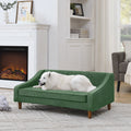 Durable Elevated Dog Sofa Bed,Pet sofa with modern irregular armrest design,Comfortable soft dog sofa-Green