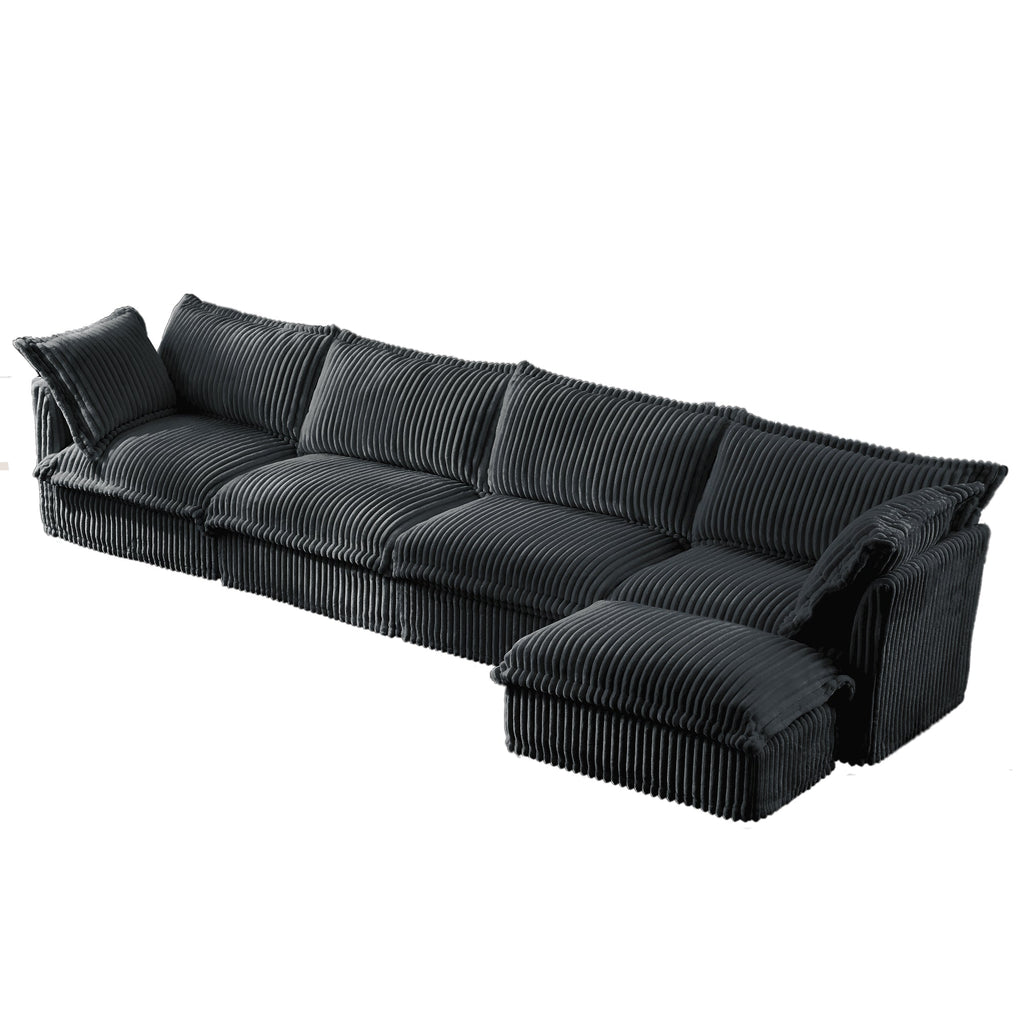 Slipcovered L Shape Sectional Long Sofa Couch, 4 Seater Sofa with Suppleness Armrests,Deep Seat Sofa with 2 Big Pillows, Comfy Couch for Living Room, Apartment, Gray
Corduroy Fabric