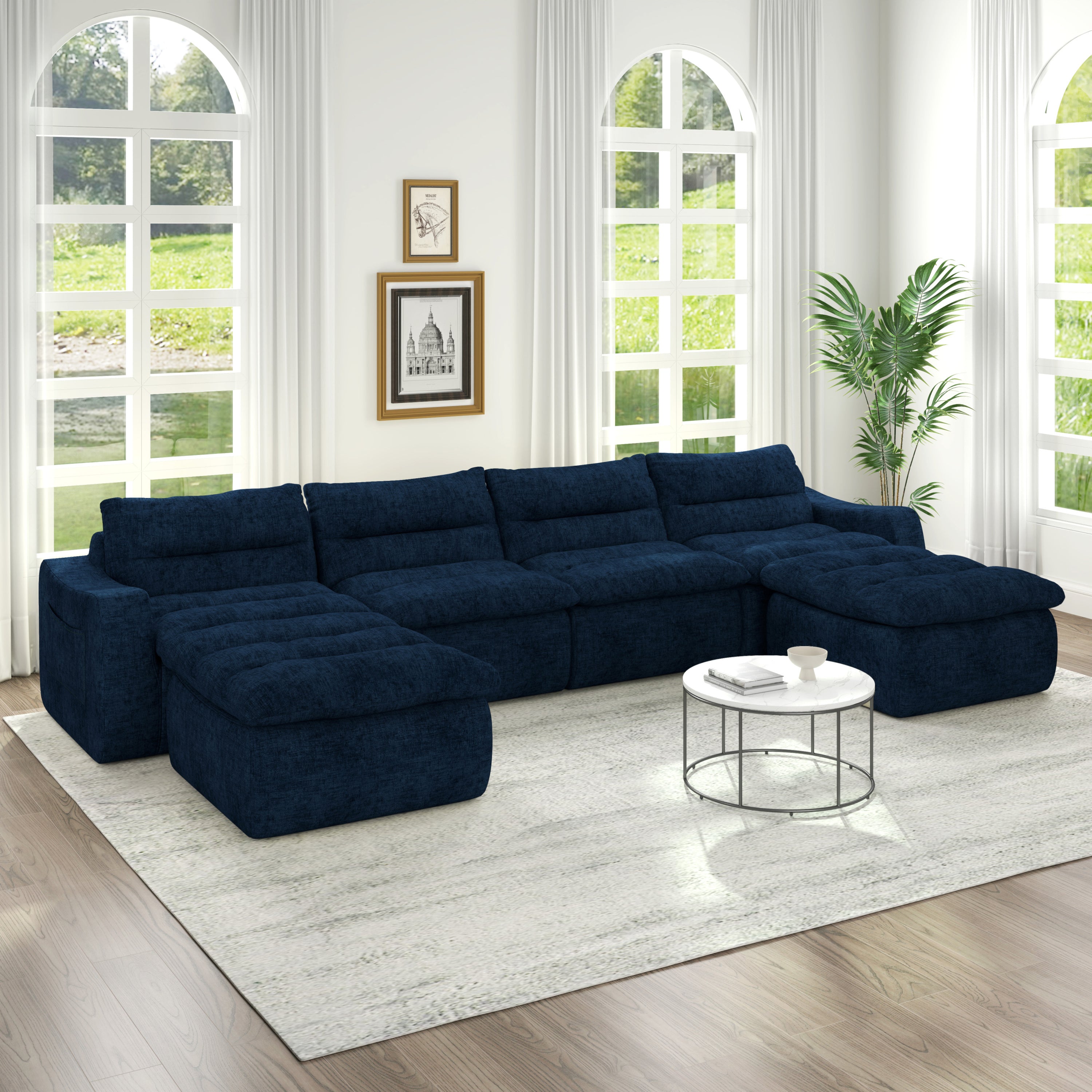 Compression combined sofa, modern lazy style combined sofa, comfortable beanbag sofa, can be combined at will, no need to assemble, suitable for living room-Blue