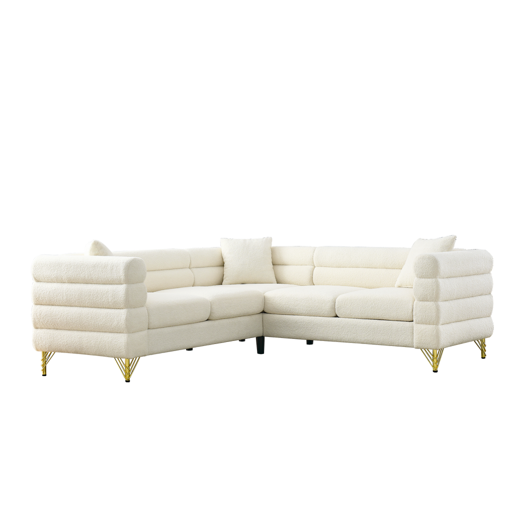 81.5-Inch Oversized Corner Sofa, L-Shaped Sectional Couch,   5-Seater Corner Sofas with 3 Cushions for Living Room, Bedroom, Apartment, Office