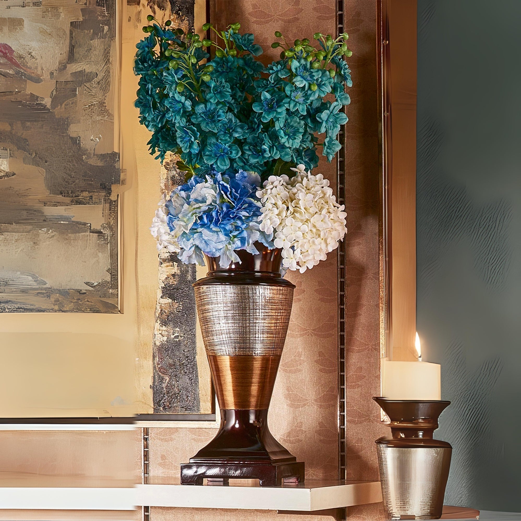 17.5" Tall Polyresin Decorative Vase "Naomi", Egyptian Design