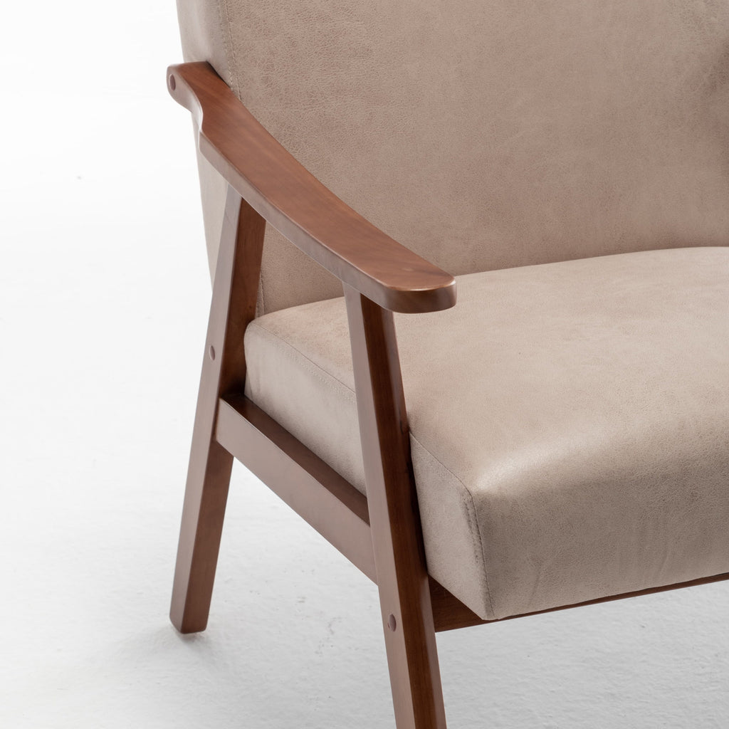 Mid-Century Modern Chair, Living Room Chair with Solid Wood Frame, Accent Chair Extra-Thick Backrest, Wingback Chair for Bedroom, Reading Room, Living Room, Lounge Chair Indoor