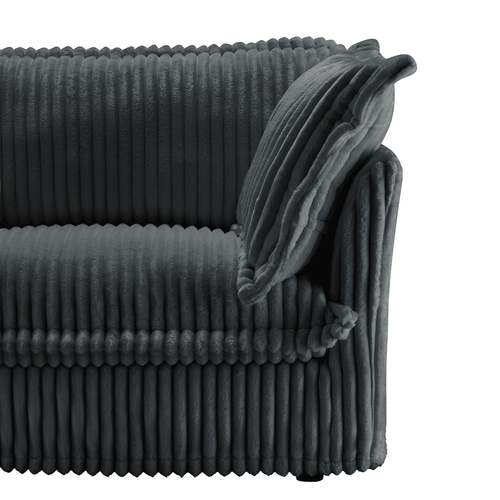 Slipcovered U Shape Sectional Deep Seat Sofa Couch, 3 Seater Sofa with French Edges Design Multiple Big Pillows, Modular Deep Seat Sectional Sofa Comfy Cloud Couch for Living Room, Apartment,Gray