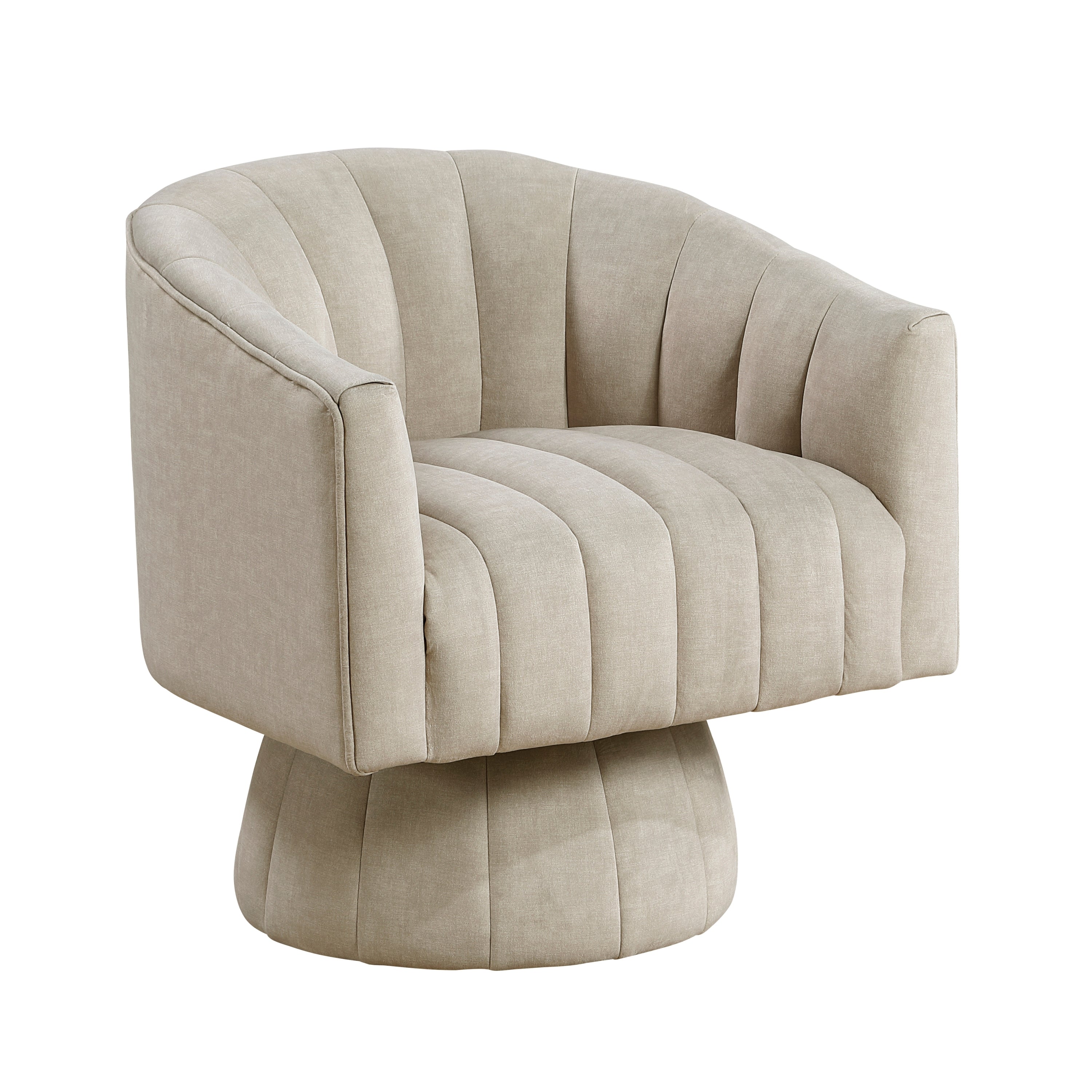 Taupe Velvet Accent Chair Modern Luxury Living Room Furniture, 1pc Swivel Chair Comfortable Barrel Back