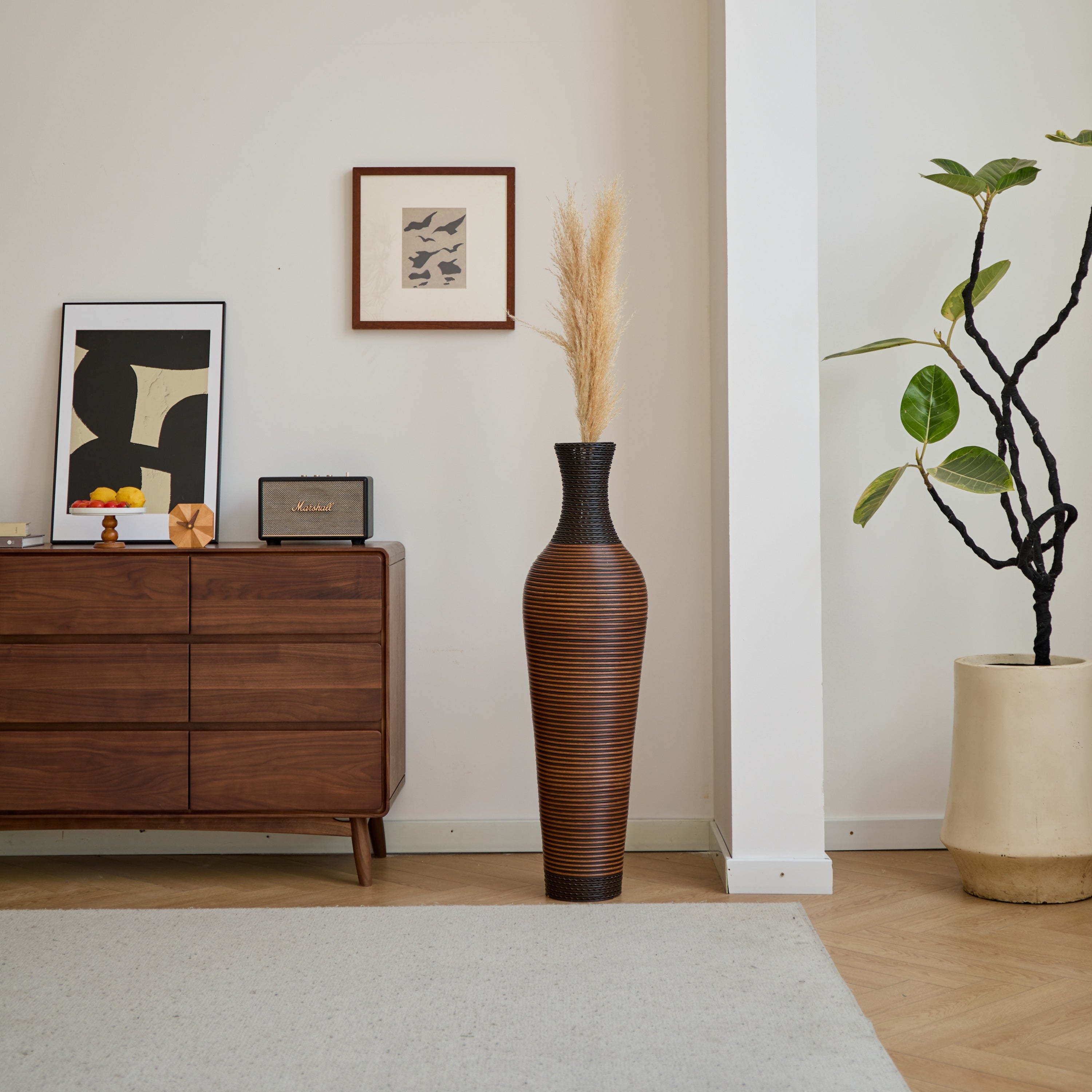 39' Tall Standing Designer Floor Vases with Elegant Two-Tone Dark Brown Finishes - Ideal for Decorating Living Rooms, Bedrooms, Entryways Perfect for Decorating Your Home