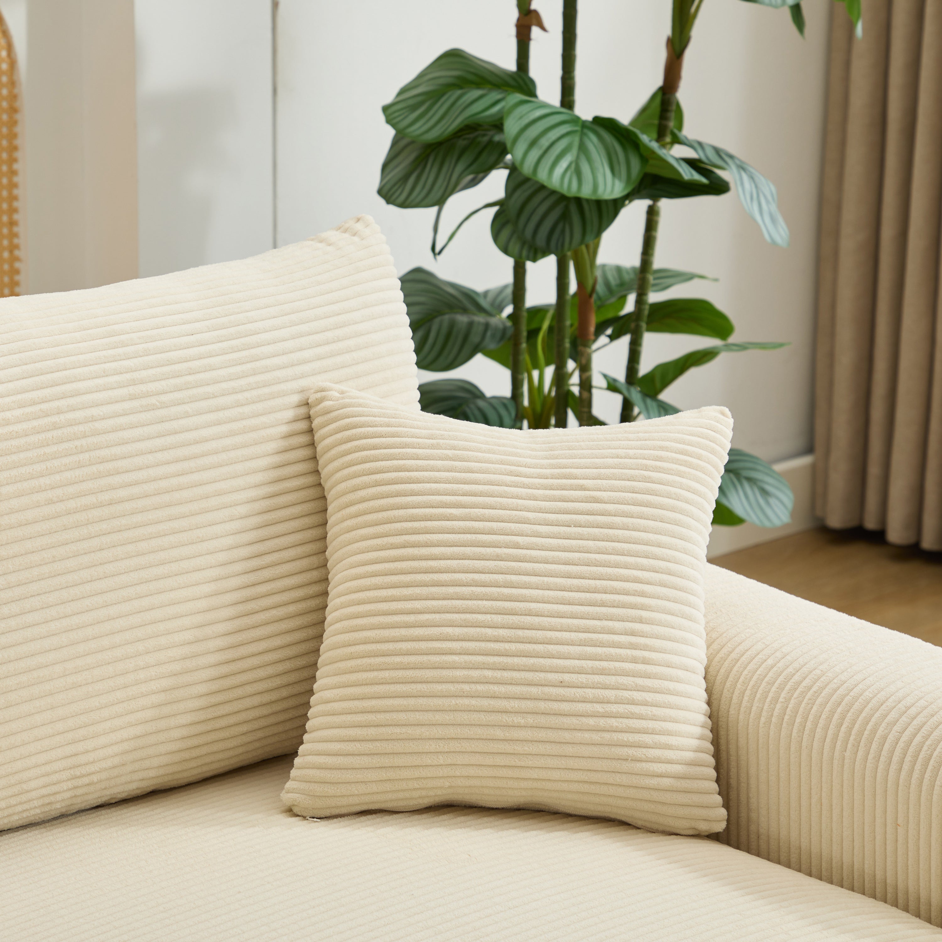 Modern Sectional Couch , 2 Pieces Corduroy Couch Cushion Covers , Soft Stretch Sofa Slipcovers with 2pcs Pillows