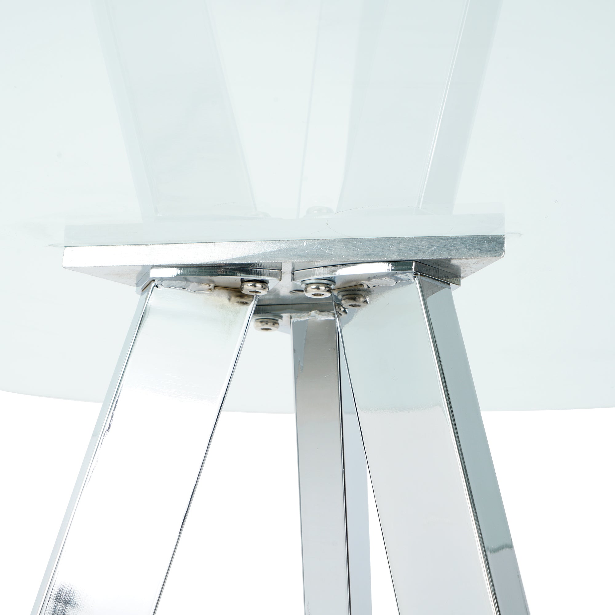 Modern Kitchen Glass dining table ROUND Tempered Glass BAR Table top,Clear BAR Table Metal Legs,electroplated legs (set of 1)