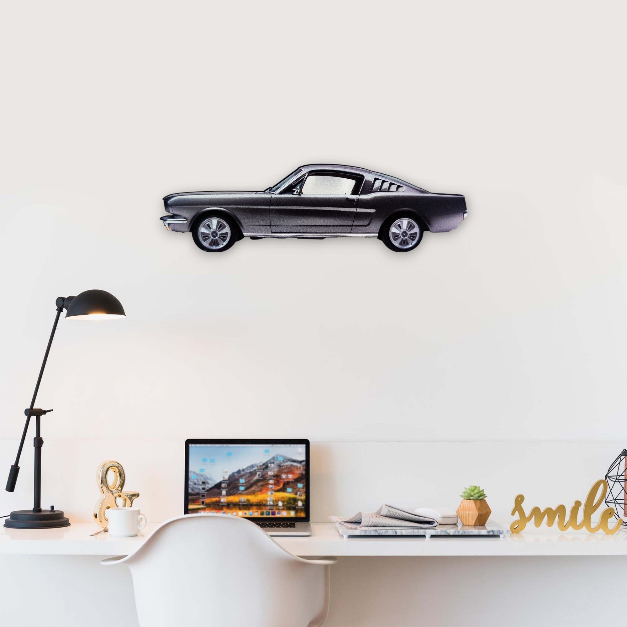 1966 Ford Mustang (1) Metal Car Wall Art, Color 2D Diecast Car Decor, Silhouette Metal Wall Art, Gift For Car Lovers, Detailed Color Metal Car