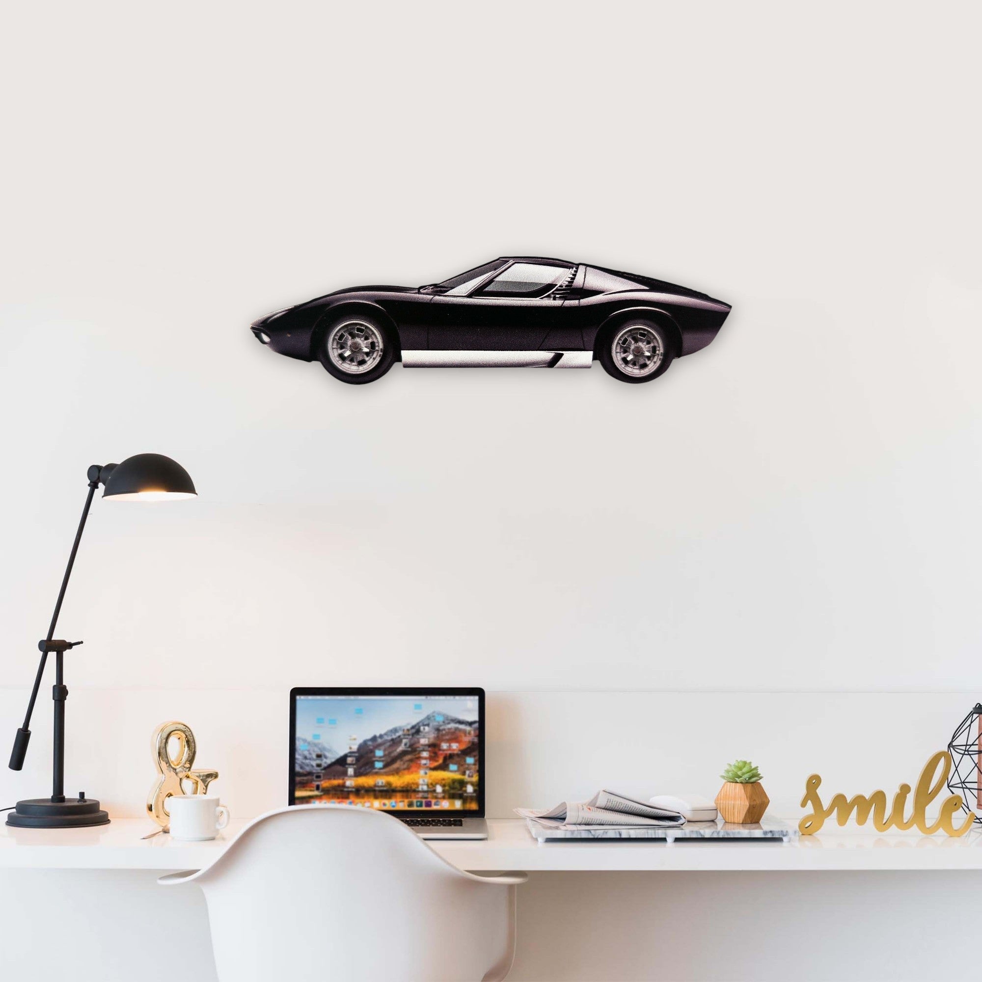 1966 Lamborghini Miura (1) Metal Car Wall Art, Color 2D Diecast Car Decor, Silhouette Metal Wall Art, Gift For Car Lovers, Detailed Color Metal Car