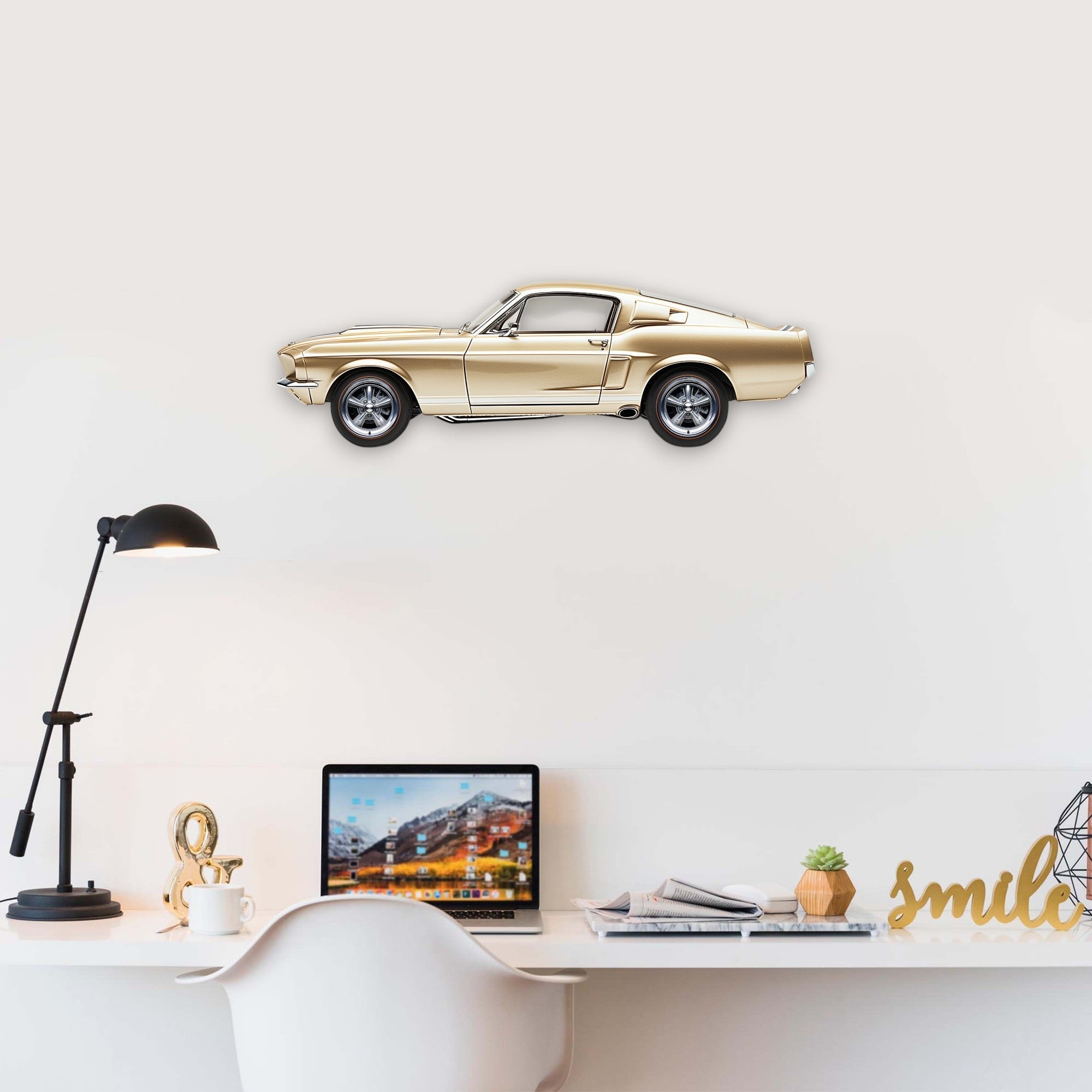 1967 Ford Mustang Shelby GT500 (2) Metal Car Wall Art, Color 2D Diecast Car Decor, Silhouette Metal Wall Art, Gift For Car Lovers, Detailed Color Metal Car
