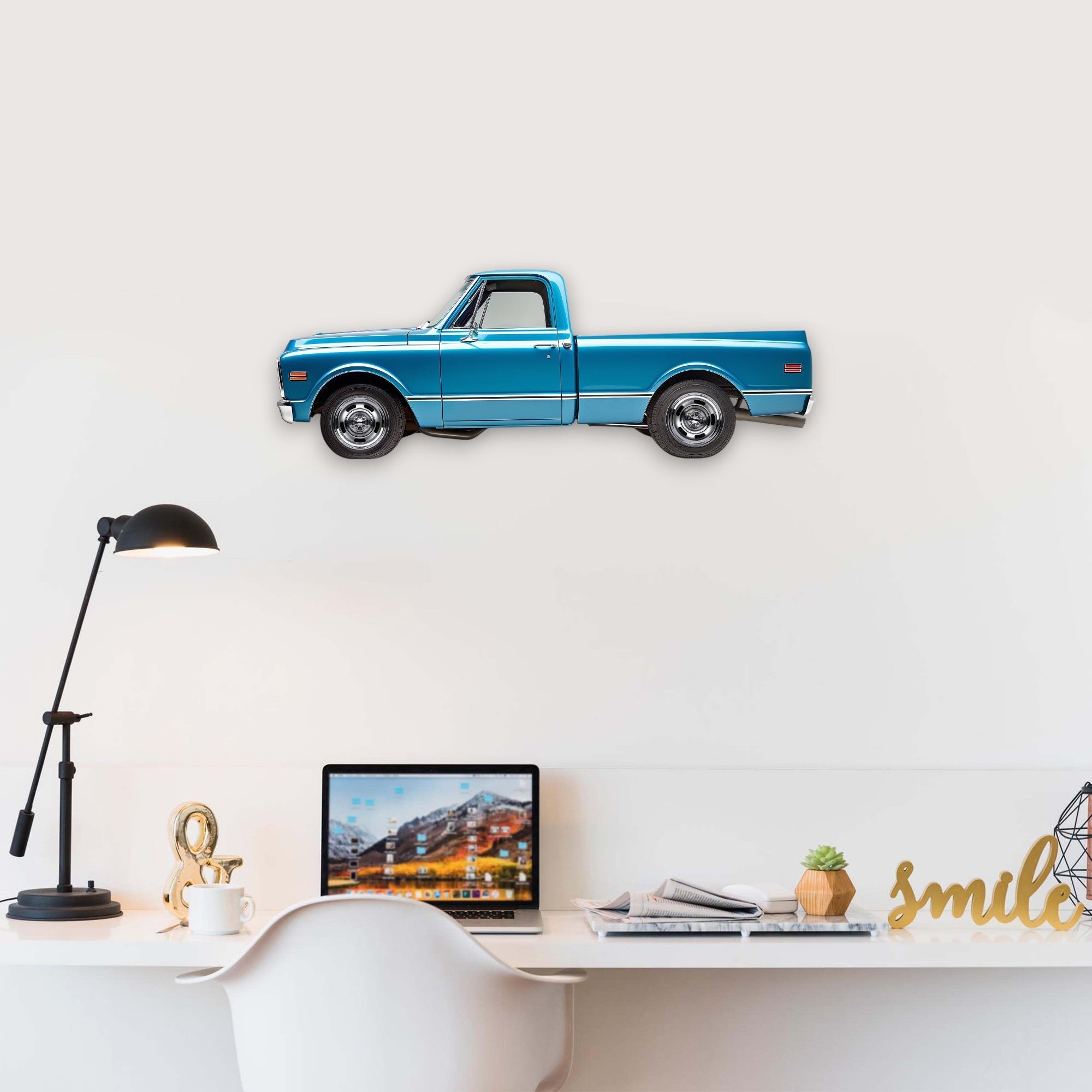 1968 Chevrolet C10 (1) Metal Car Wall Art, Color 2D Diecast Car Decor, Silhouette Metal Wall Art, Gift For Car Lovers, Detailed Color Metal Car