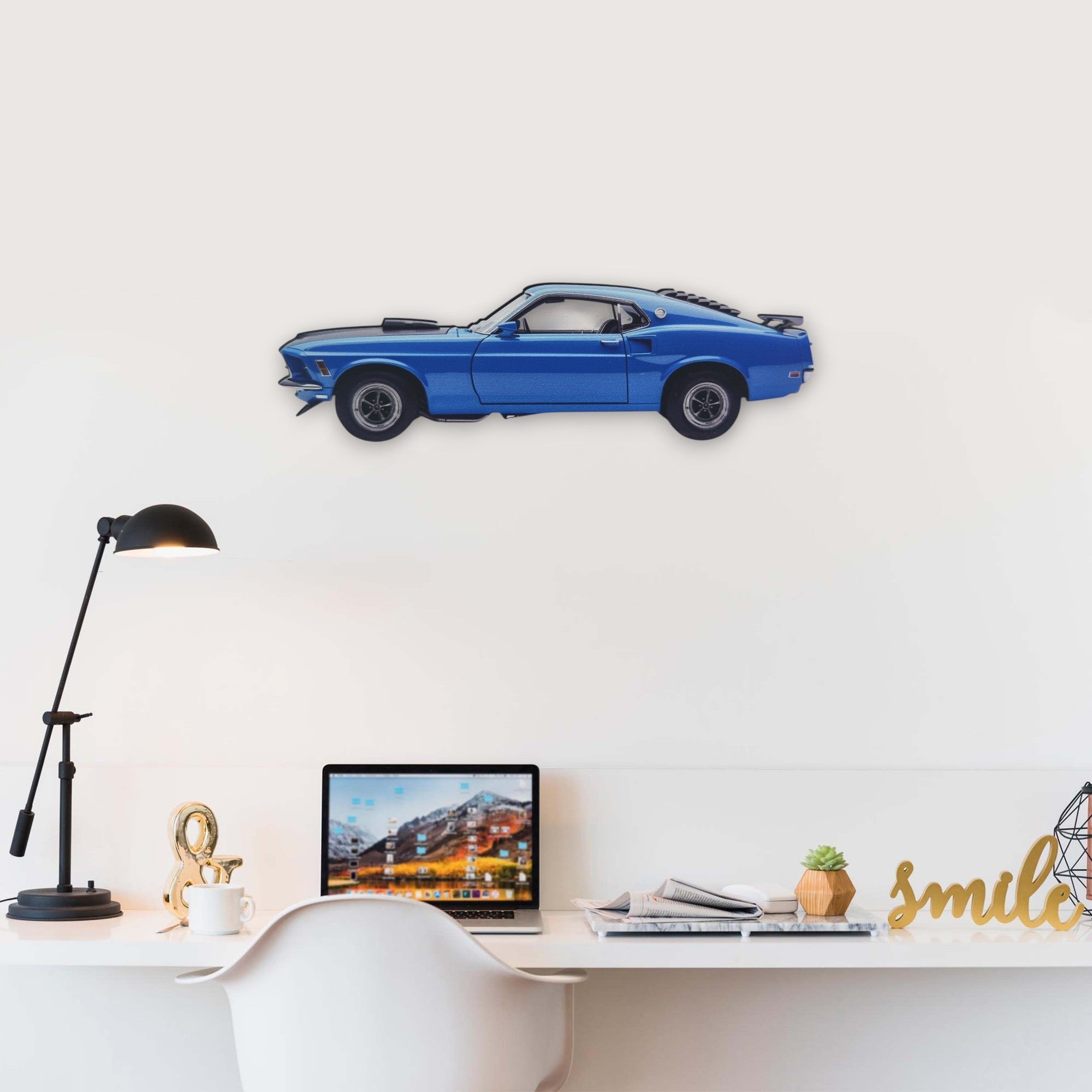 1969 Ford Mustang Boss 429 (1) Metal Car Wall Art, Color 2D Diecast Car Decor, Silhouette Metal Wall Art, Gift For Car Lovers, Detailed Color Metal Car