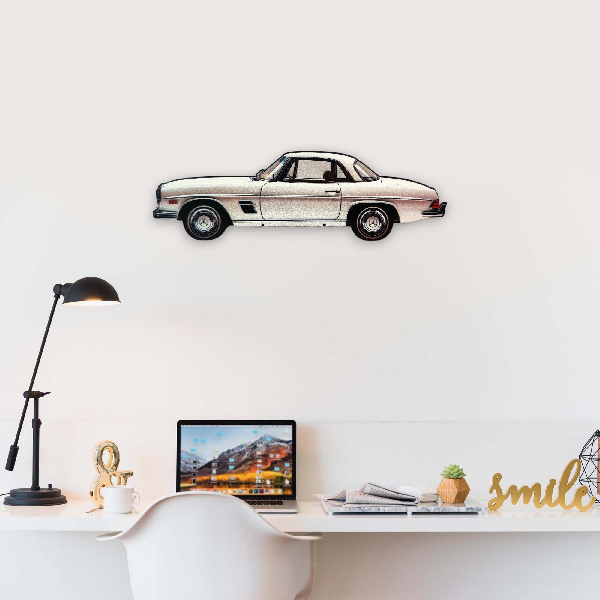 1969 Mercedes 280SL (2) Metal Car Wall Art, Color 2D Diecast Car Decor, Silhouette Metal Wall Art, Gift For Car Lovers, Detailed Color Metal Car