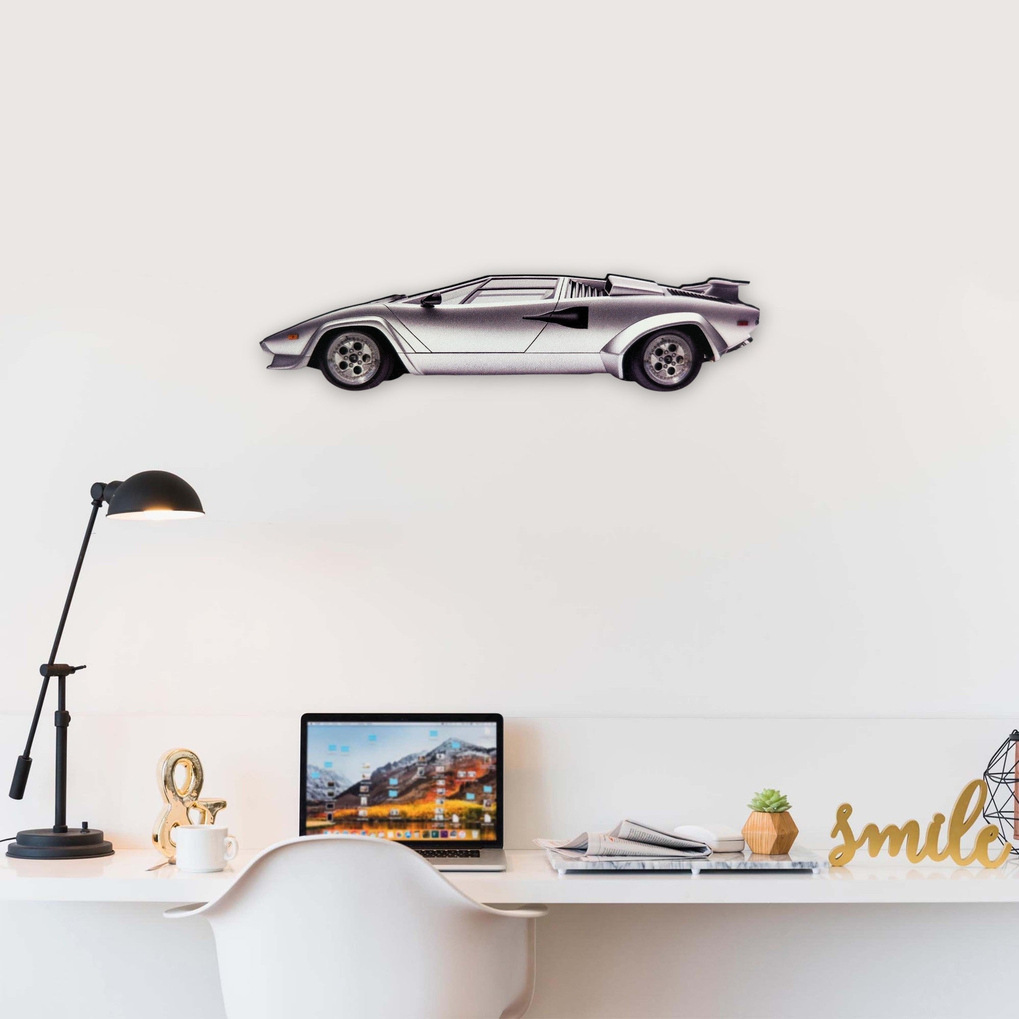 1974 Lamborghini Countach (2) Metal Car Wall Art, Color 2D Diecast Car Decor, Silhouette Metal Wall Art, Gift For Car Lovers, Detailed Color Metal Car