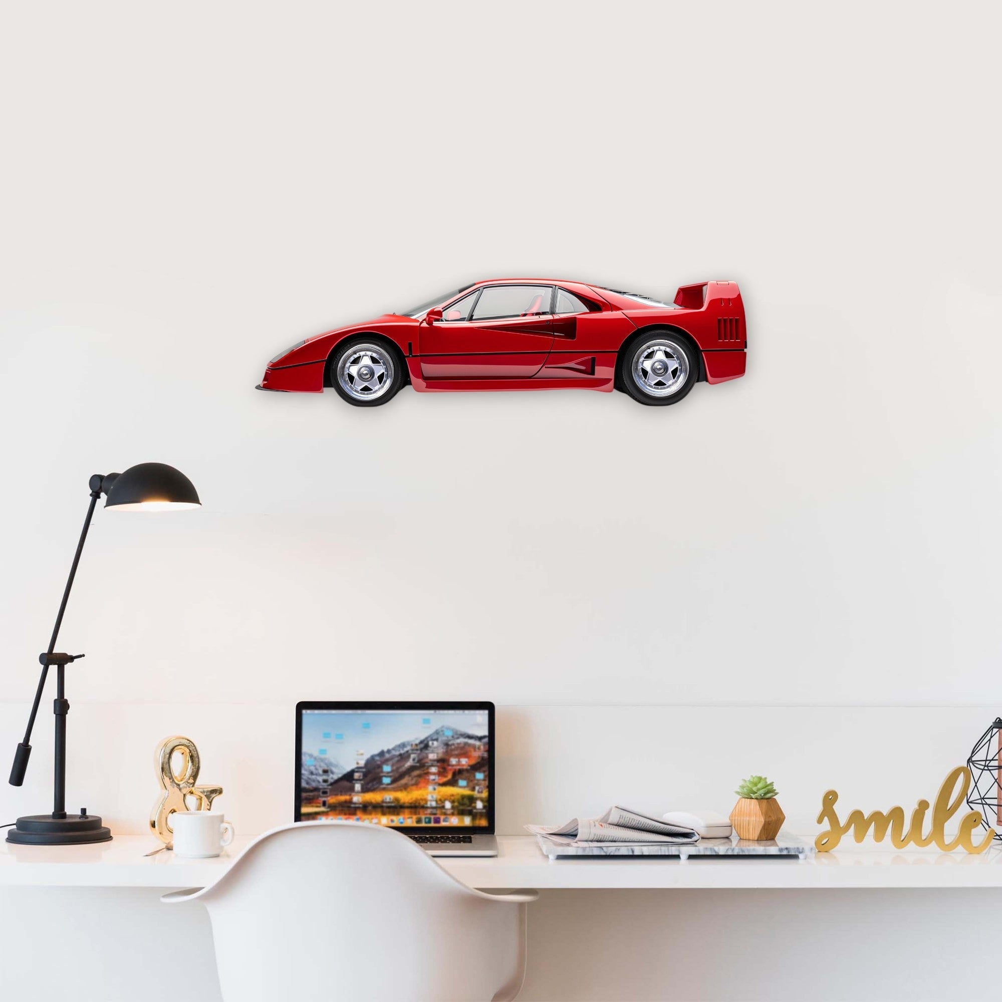 1987 Ferrari F40 (1) Metal Car Wall Art, Color 2D Diecast Car Decor, Silhouette Metal Wall Art, Gift For Car Lovers, Detailed Color Metal Car