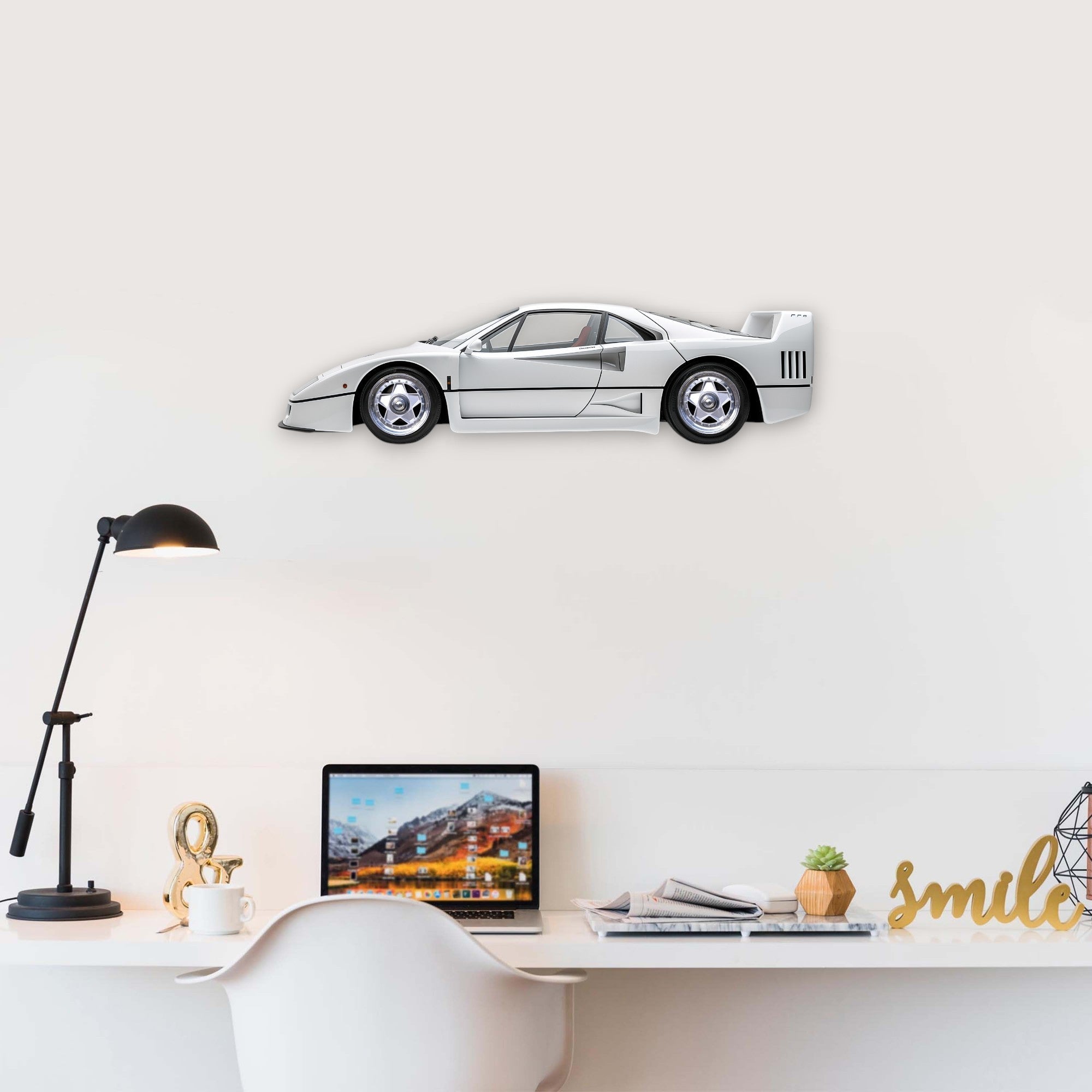 1987 Ferrari F40 (2) Metal Car Wall Art, Color 2D Diecast Car Decor, Silhouette Metal Wall Art, Gift For Car Lovers, Detailed Color Metal Car