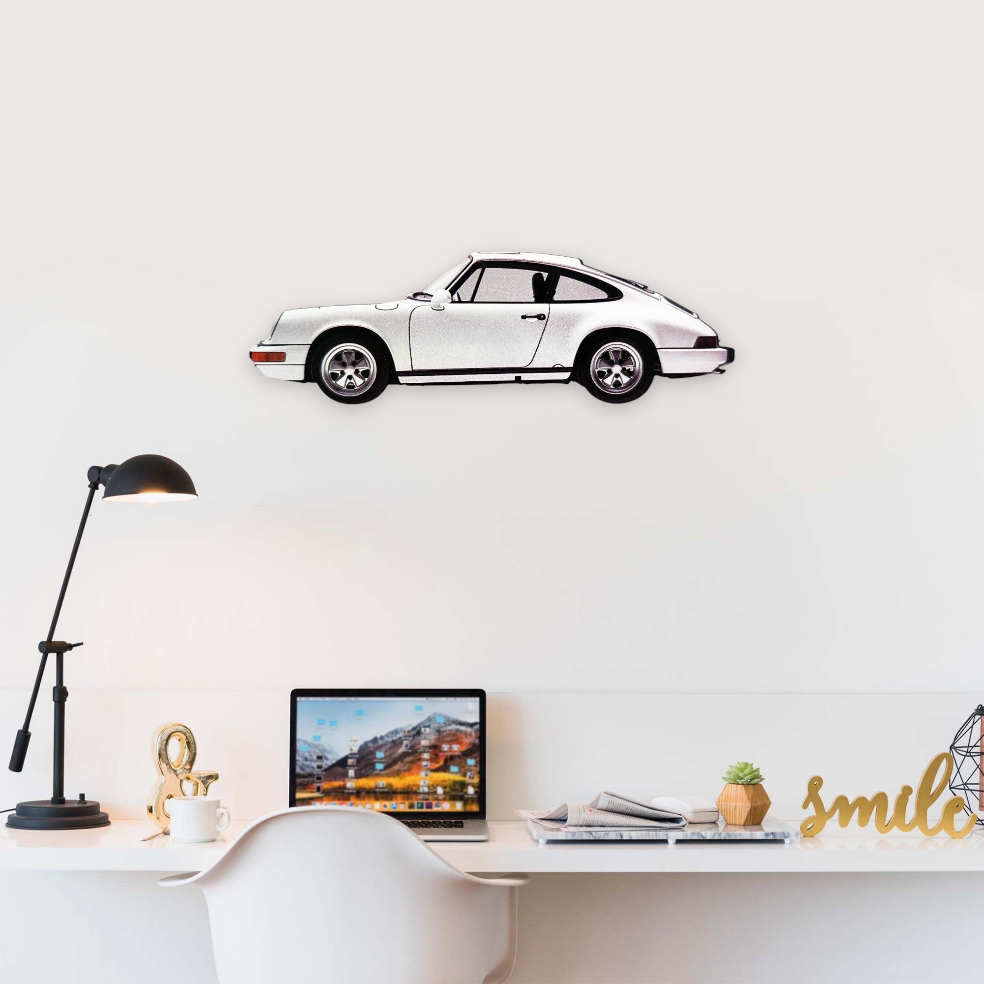 1989 Porsche 911 Carrera 4 (2) Metal Car Wall Art, Color 2D Diecast Car Decor, Silhouette Metal Wall Art, Gift For Car Lovers, Detailed Color Metal Car
