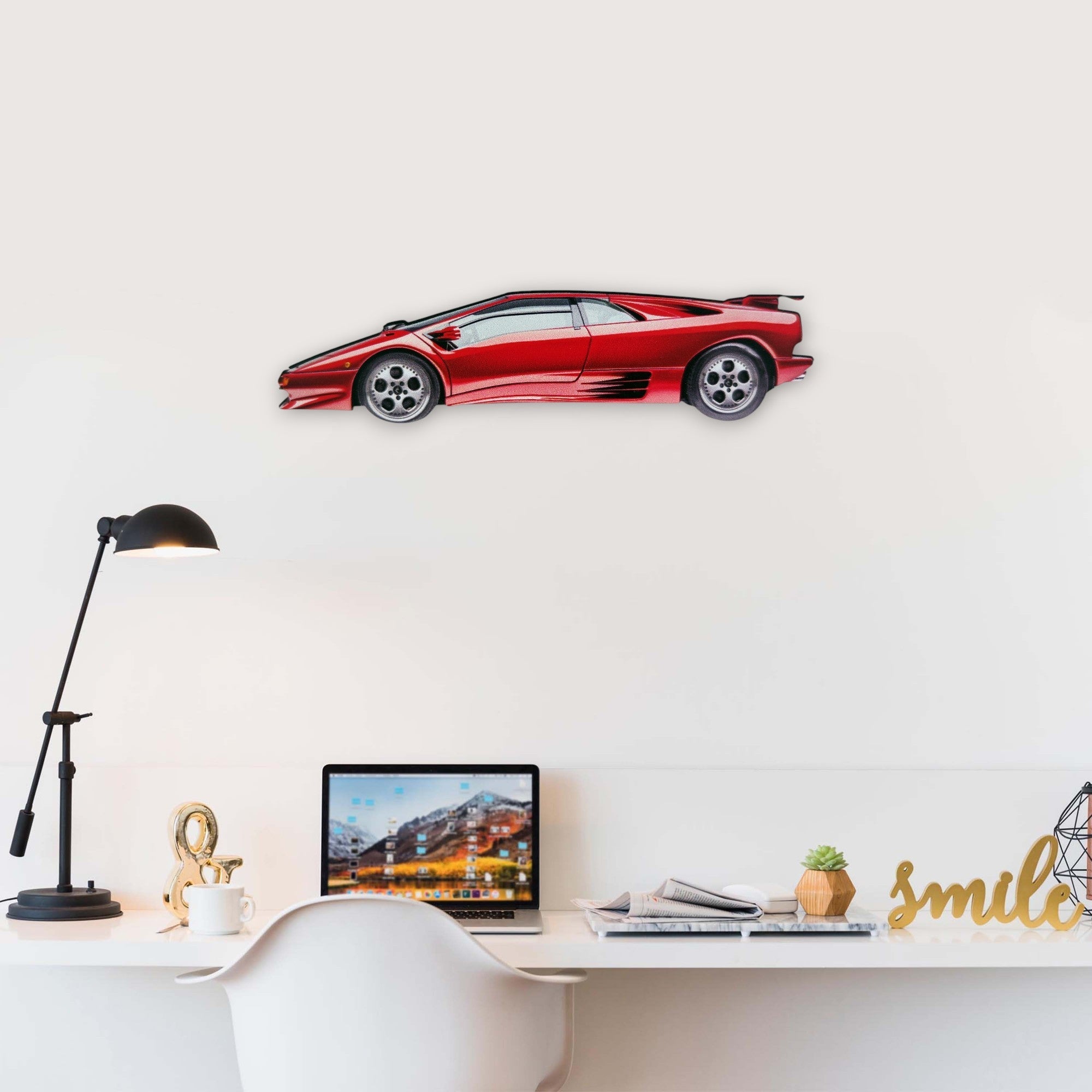 1990 Lamborghini Diablo (1) Metal Car Wall Art, Color 2D Diecast Car Decor, Silhouette Metal Wall Art, Gift For Car Lovers, Detailed Color Metal Car