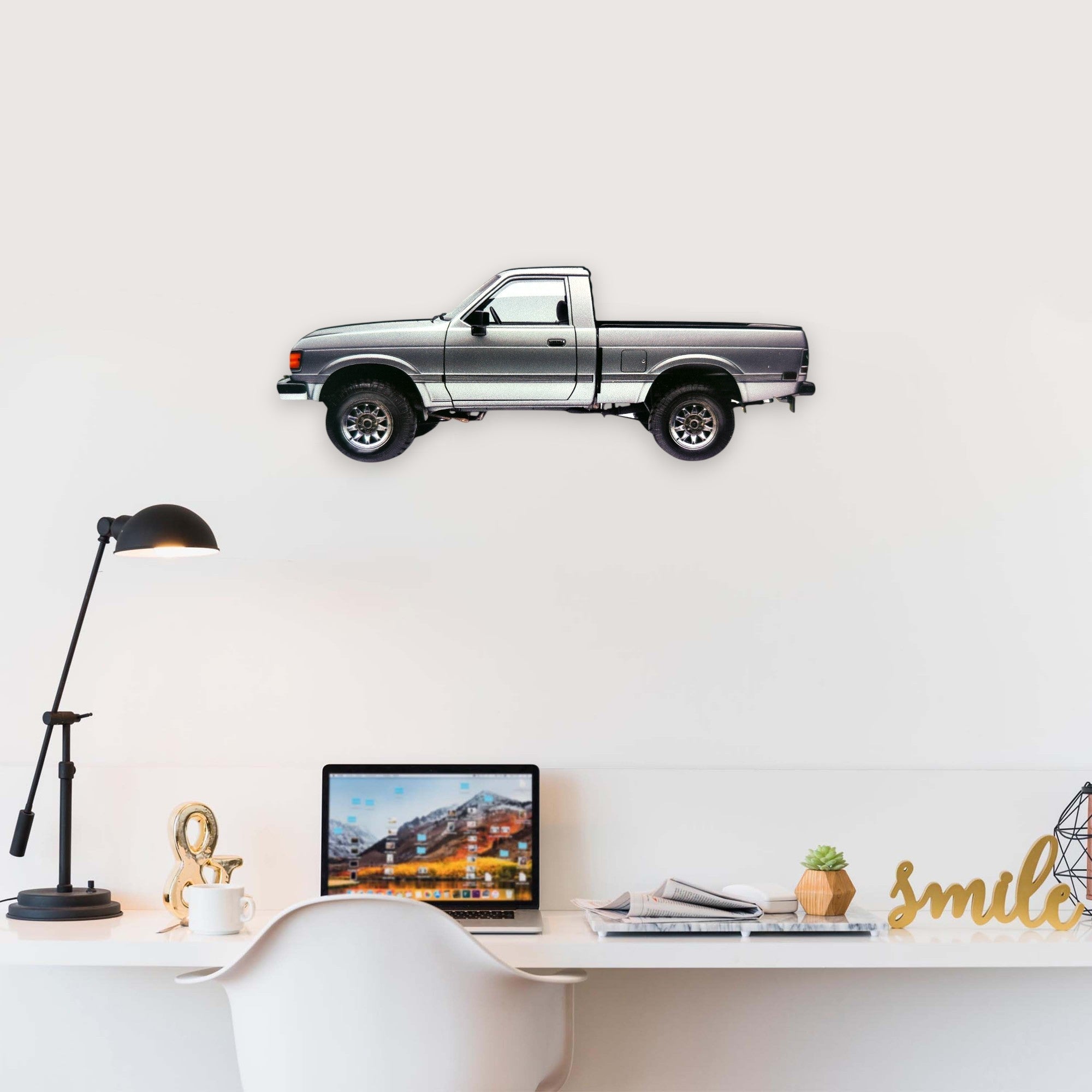 1991 Toyota Pickup Hillux (1) Metal Car Wall Art, Color 2D Diecast Car Decor, Silhouette Metal Wall Art, Gift For Car Lovers, Detailed Color Metal Car