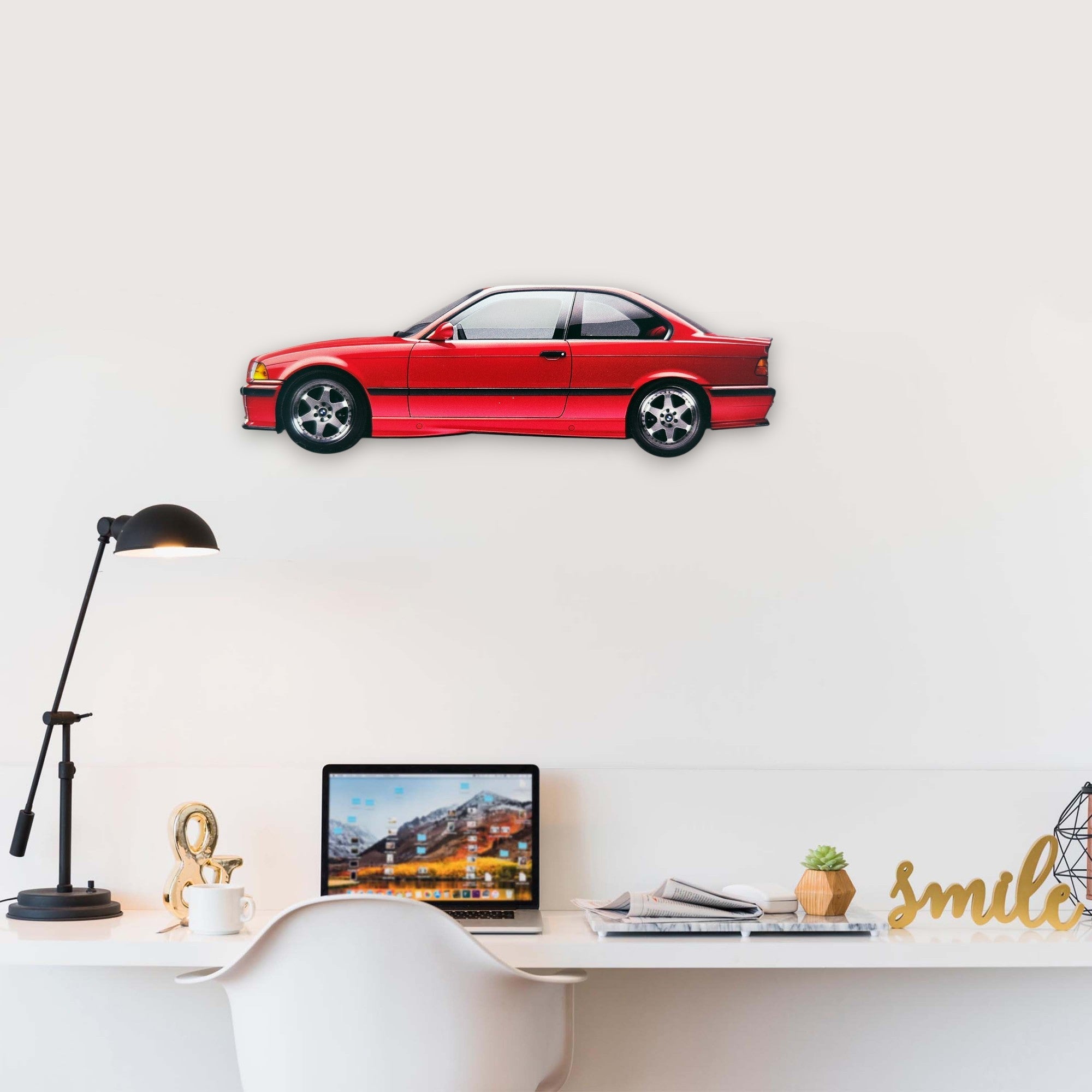 1995 BMW E36 M3 (1) Metal Car Wall Art, Color 2D Diecast Car Decor, Silhouette Metal Wall Art, Gift For Car Lovers, Detailed Color Metal Car