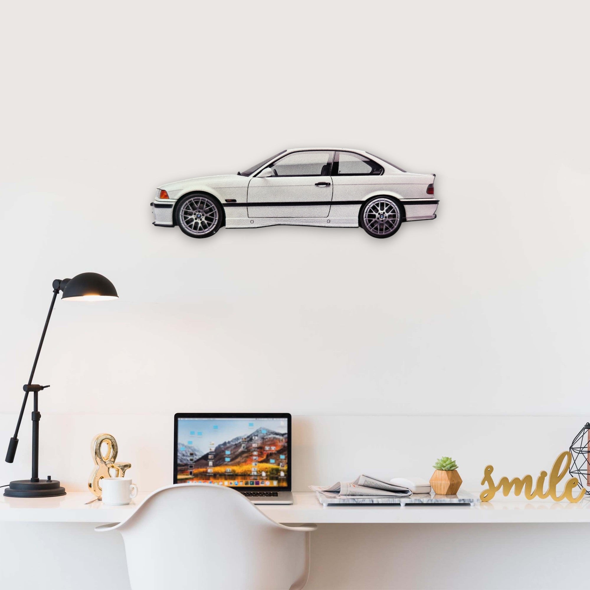 1995 BMW E36 M3 GTS (1) Metal Car Wall Art, Color 2D Diecast Car Decor, Silhouette Metal Wall Art, Gift For Car Lovers, Detailed Color Metal Car