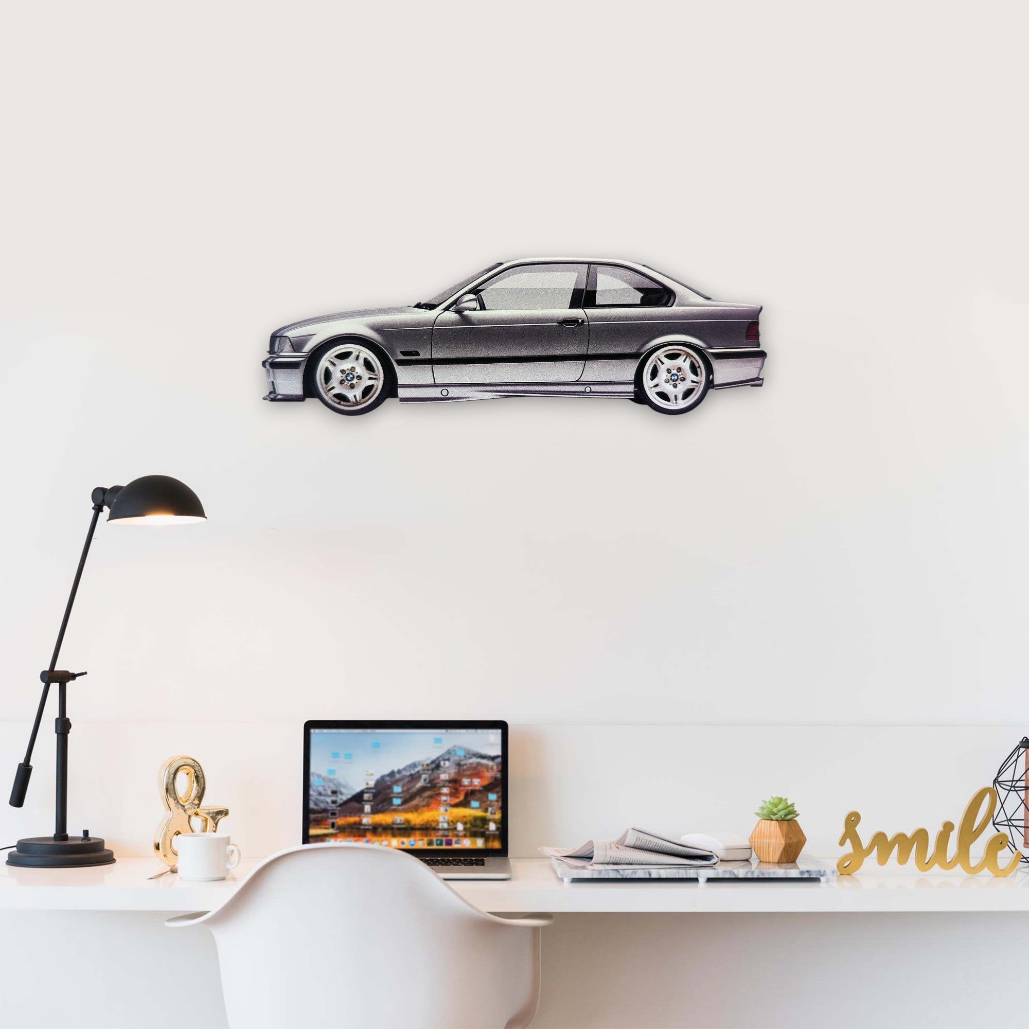 1995 BMW E36 M3 GTS (2) Metal Car Wall Art, Color 2D Diecast Car Decor, Silhouette Metal Wall Art, Gift For Car Lovers, Detailed Color Metal Car