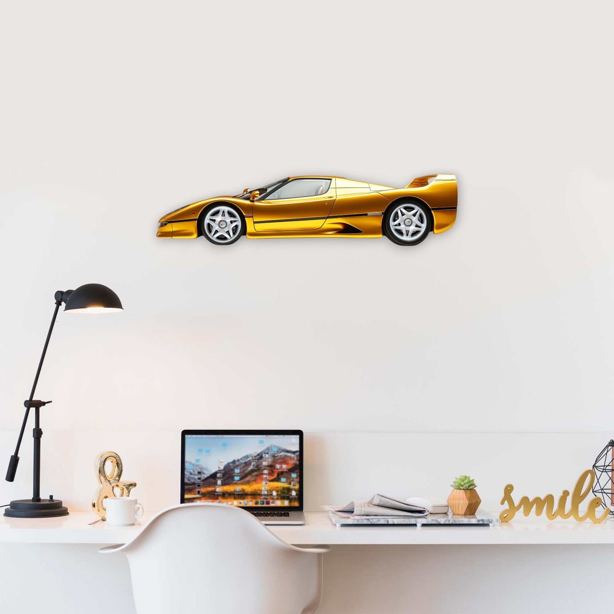 1995 Ferrari F50 (2) Metal Car Wall Art, Color 2D Diecast Car Decor, Silhouette Metal Wall Art, Gift For Car Lovers, Detailed Color Metal Car