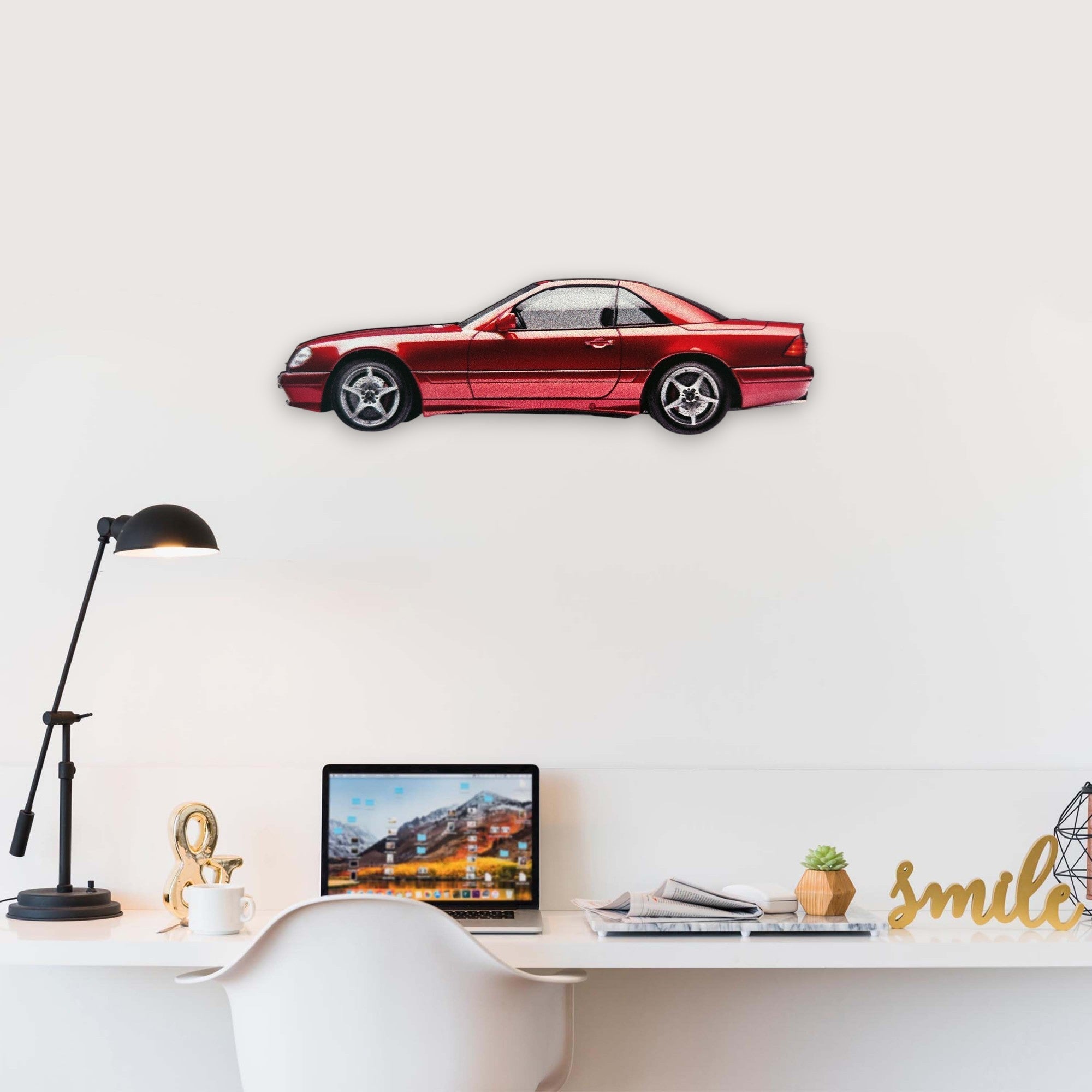 1995 Mercedes Benz SL500 (2) Metal Car Wall Art, Color 2D Diecast Car Decor, Silhouette Metal Wall Art, Gift For Car Lovers, Detailed Color Metal Car